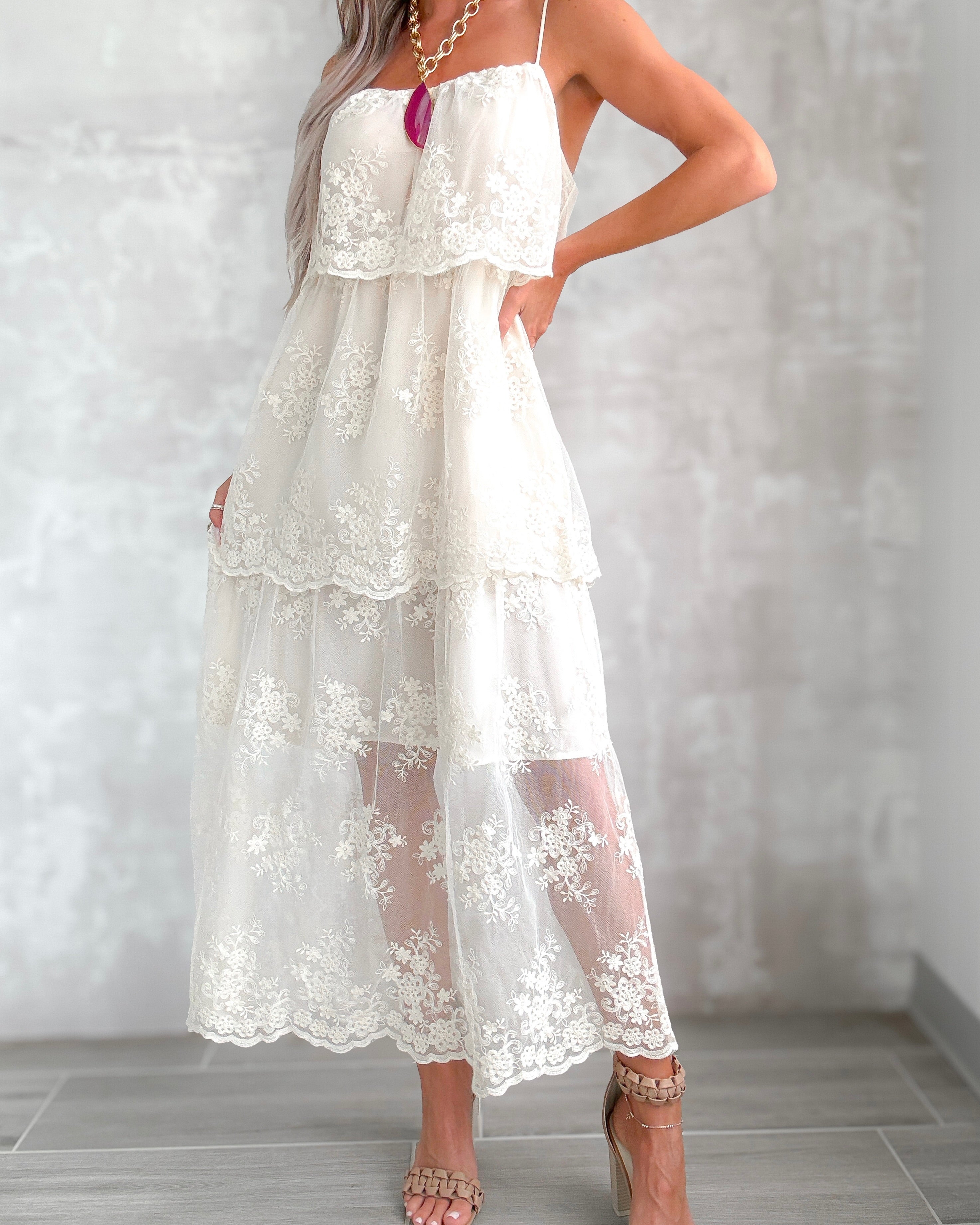 Free Spirit Floral Lace Dress - Ivory