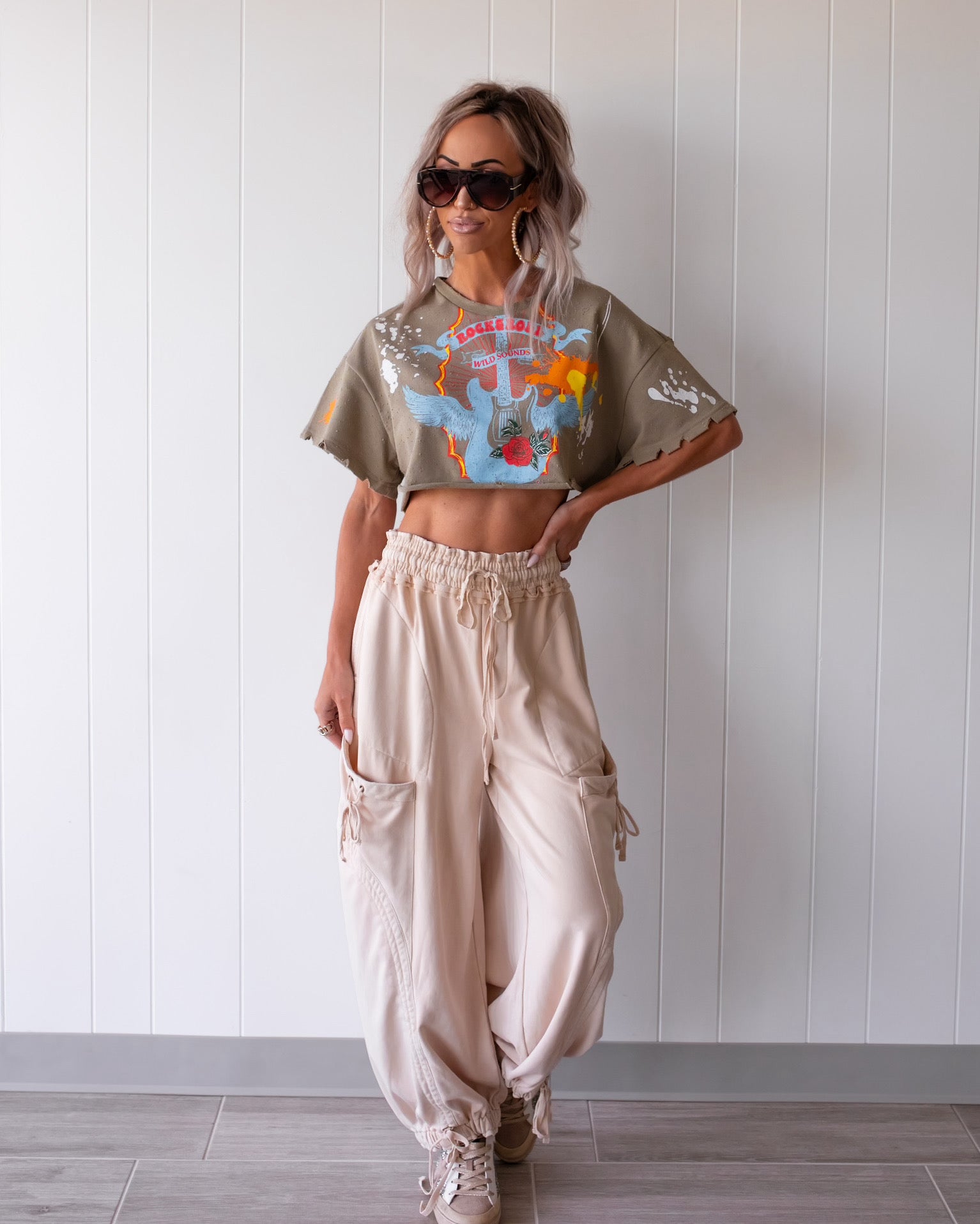 Wild Heart Graphic Crop Tee - Sage