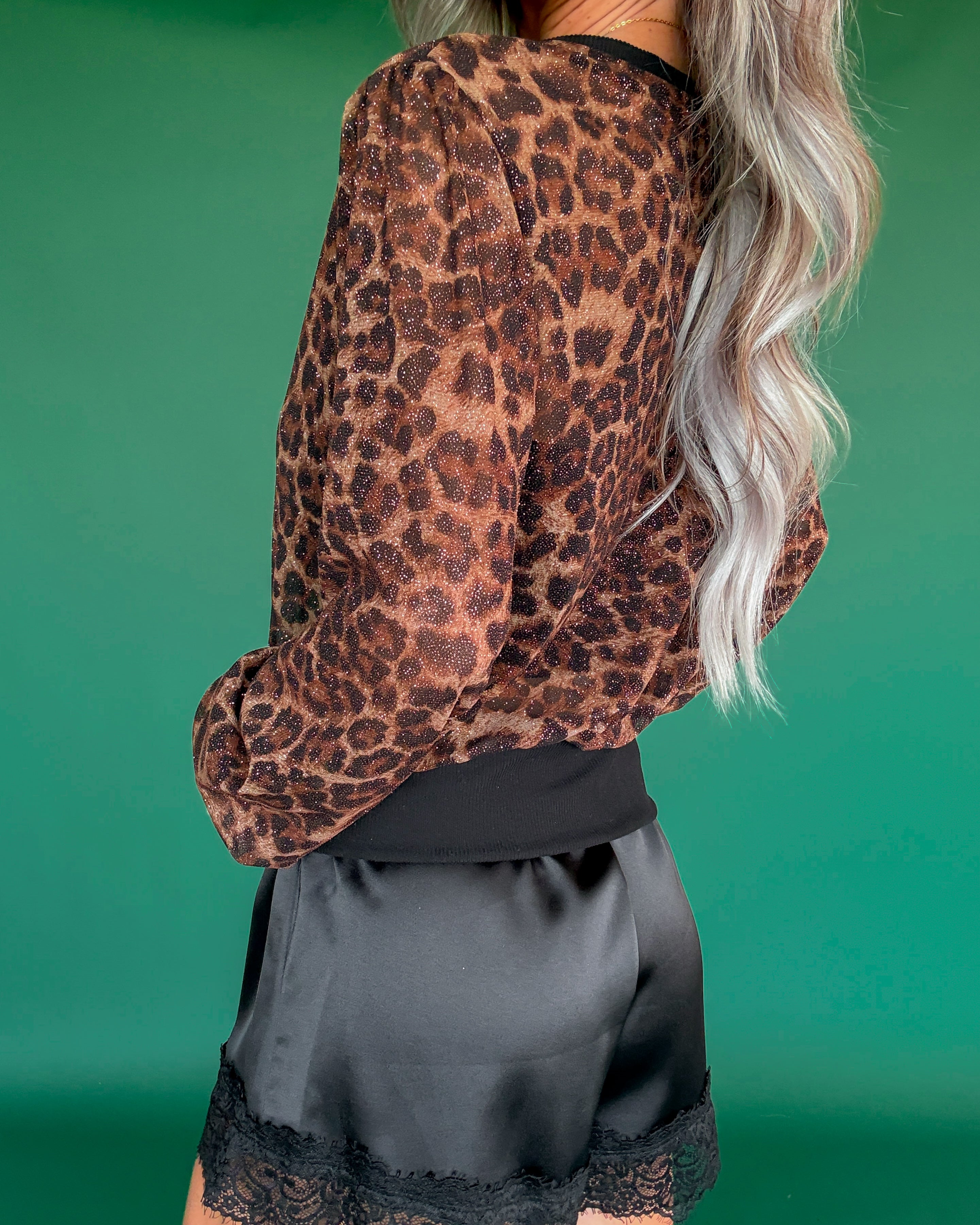 Leopard Love Affair Glitter Button Cardigan - Brown/Black