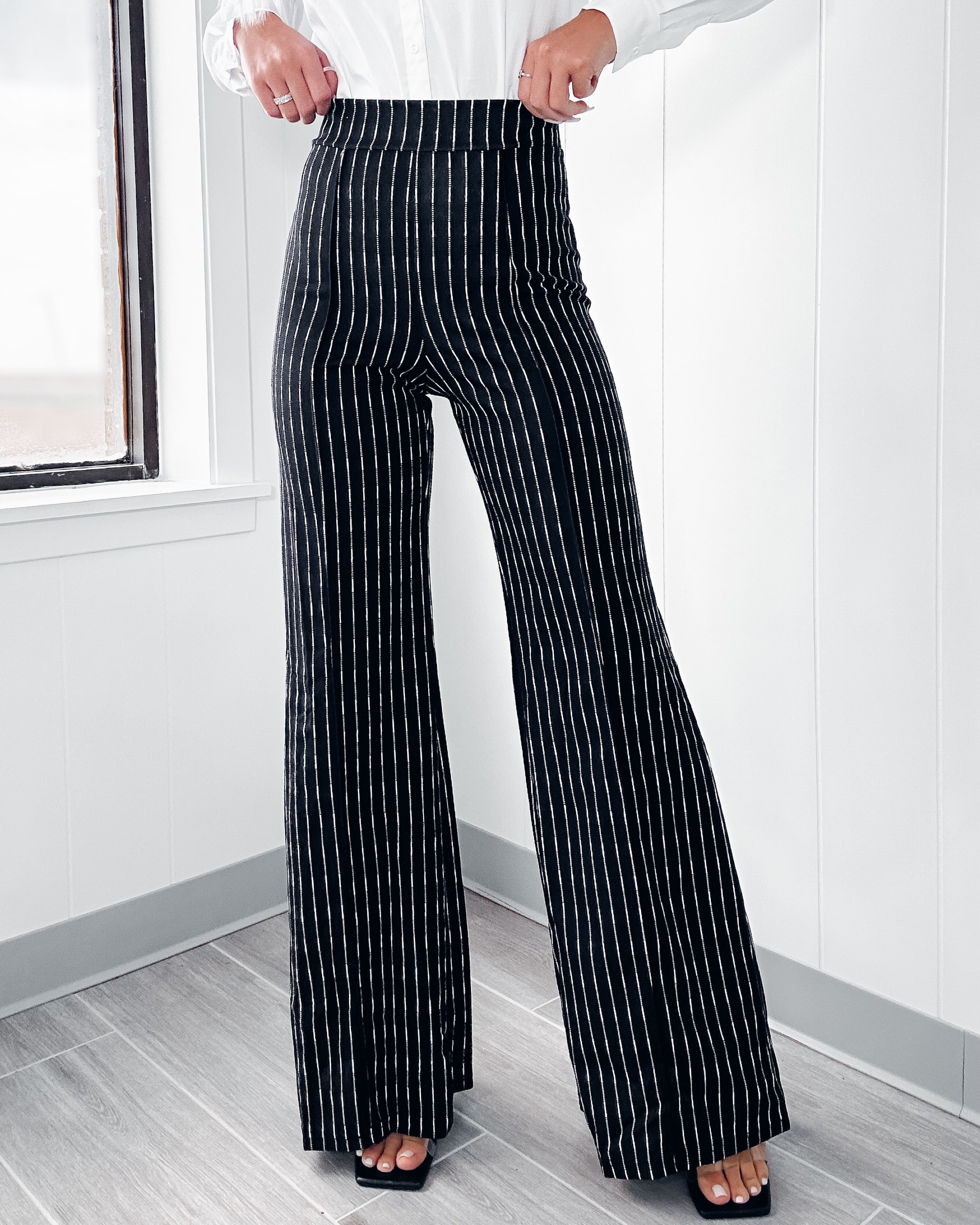 Truly Talented Pinstripe Dress Pants - Black/White