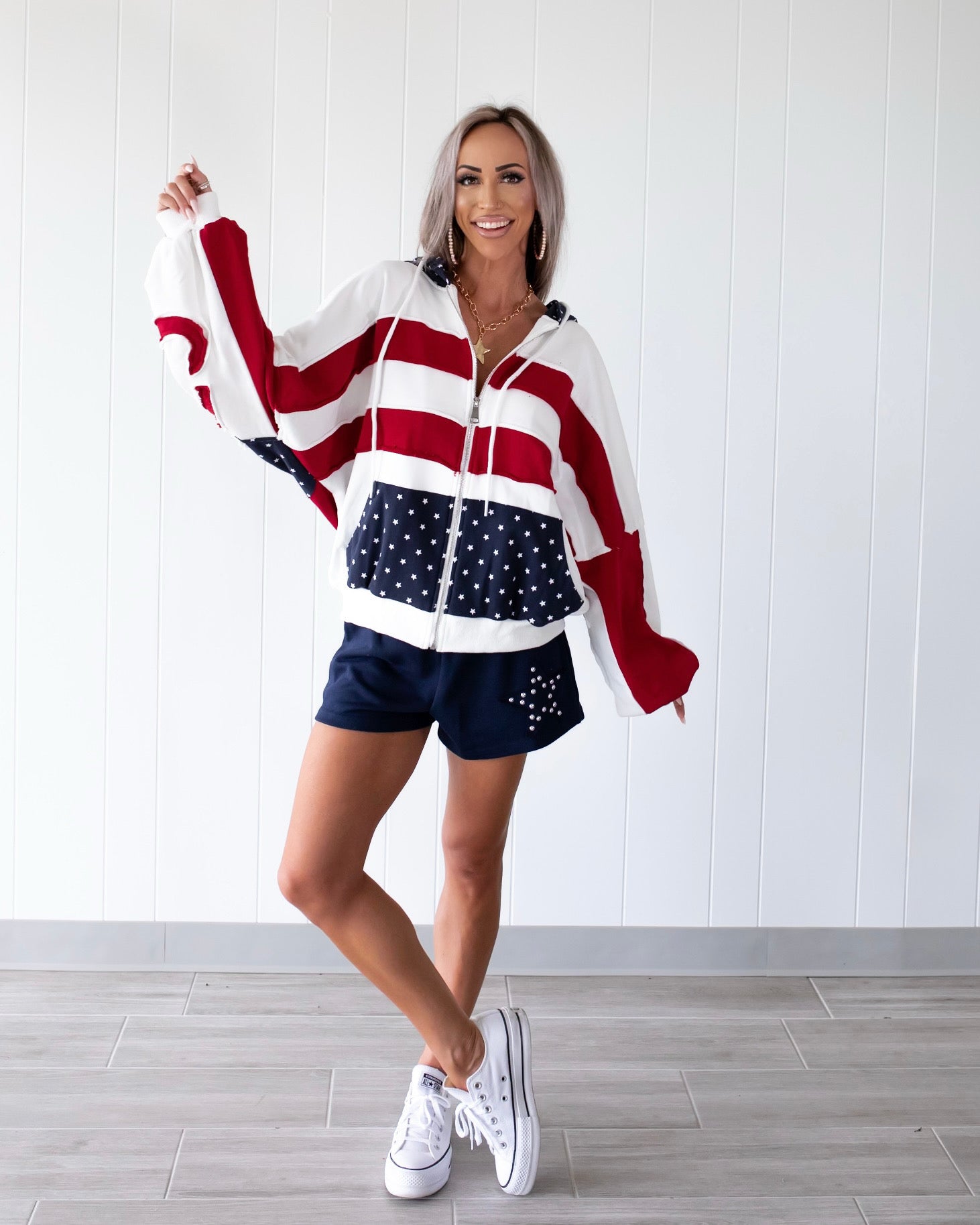 The All-American Oversized Zip Jacket - Off White