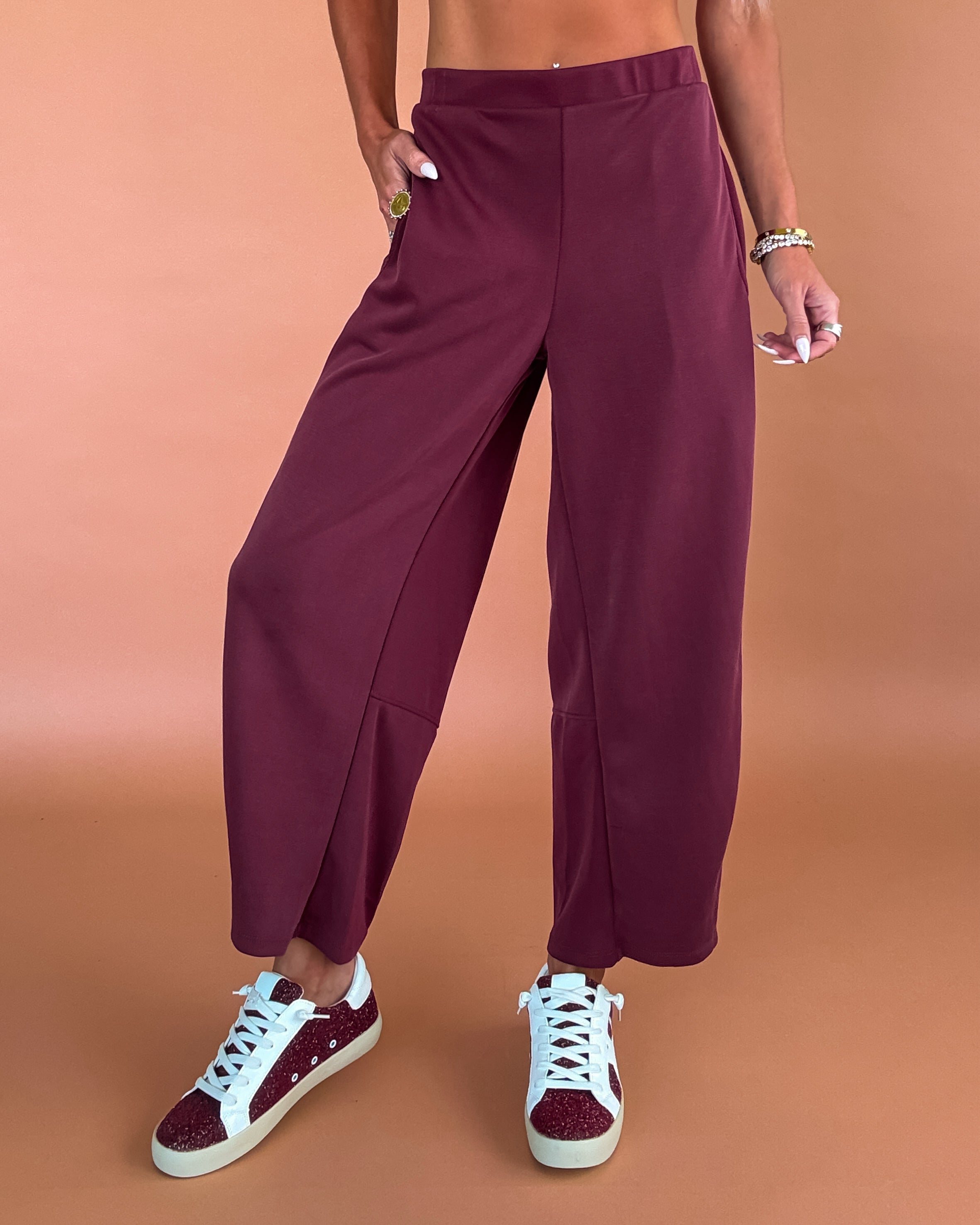 Midnight Current Scuba Barrel Pants - Wine