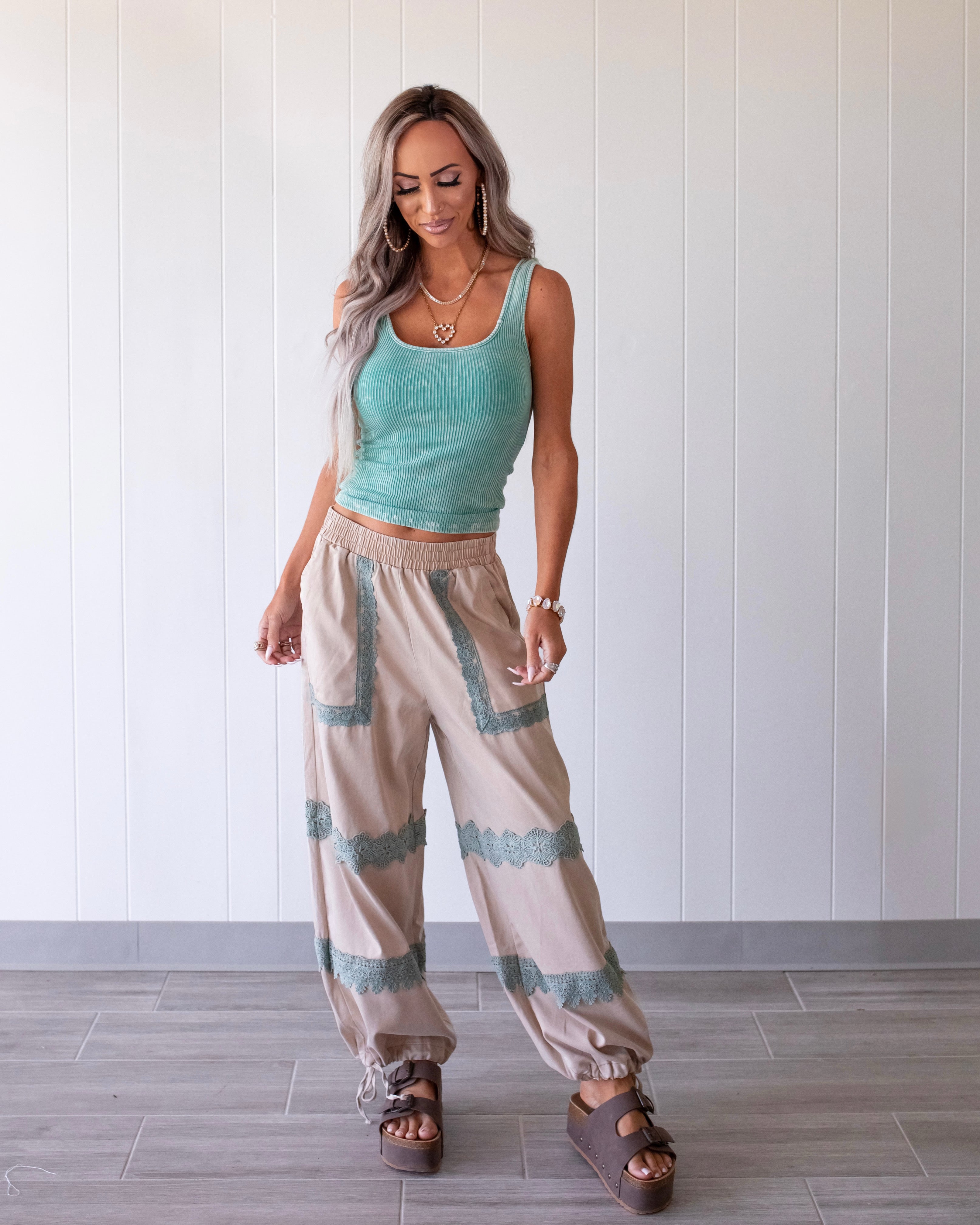 The Piper Cropped Tank - Turquoise