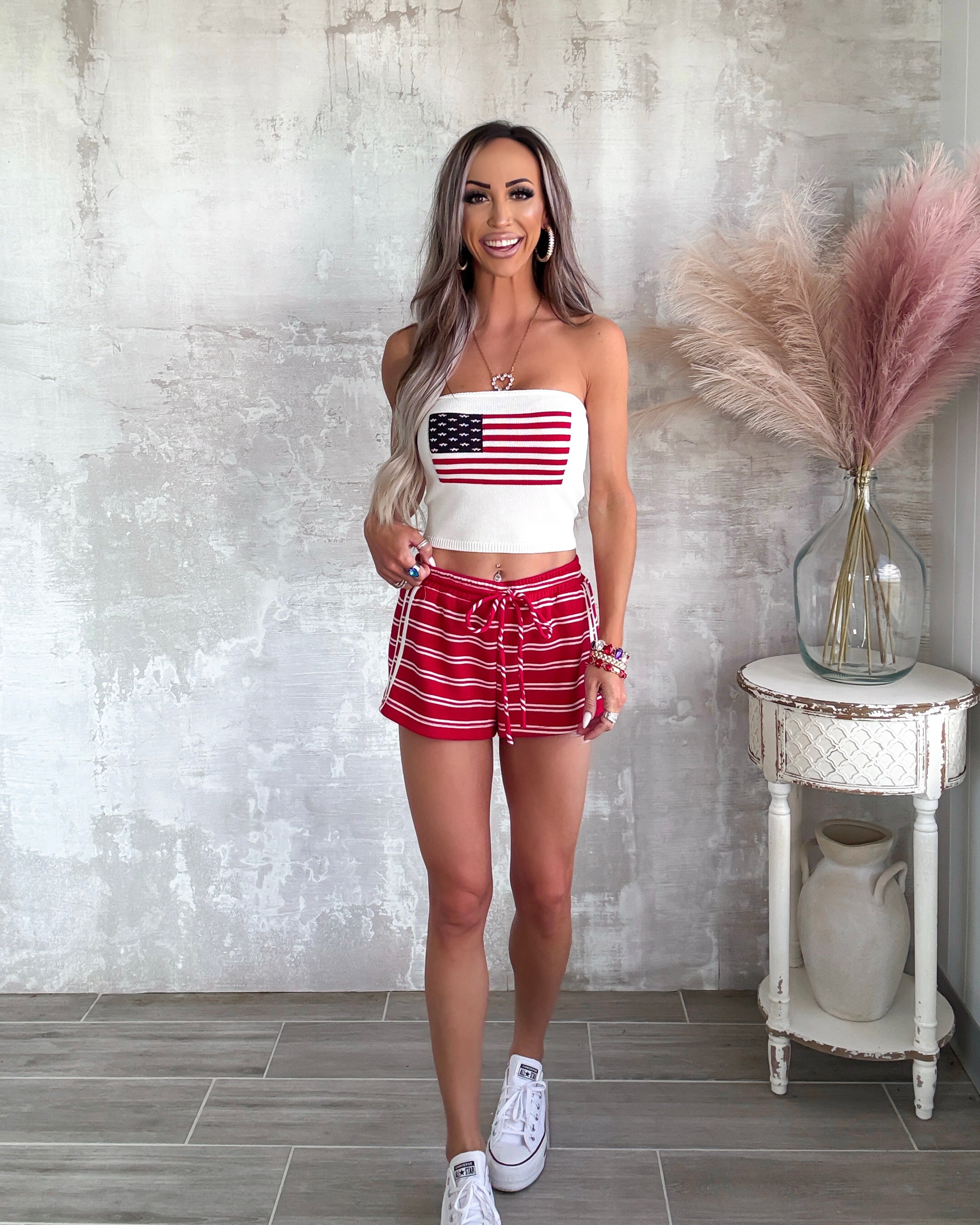 All American Strapless Crop Top - Ivory