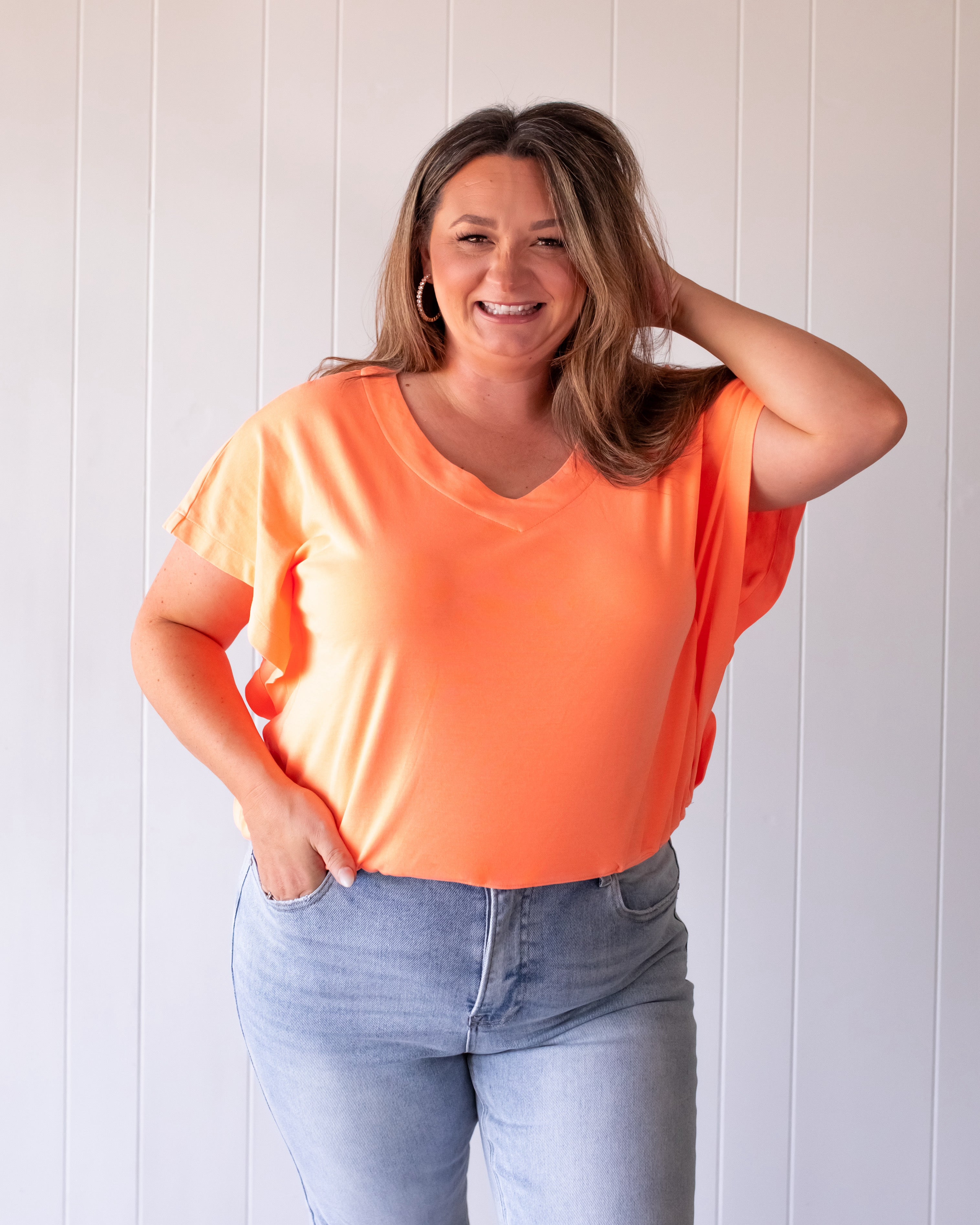 Citrus Crush Flowy Top - Neon Orange