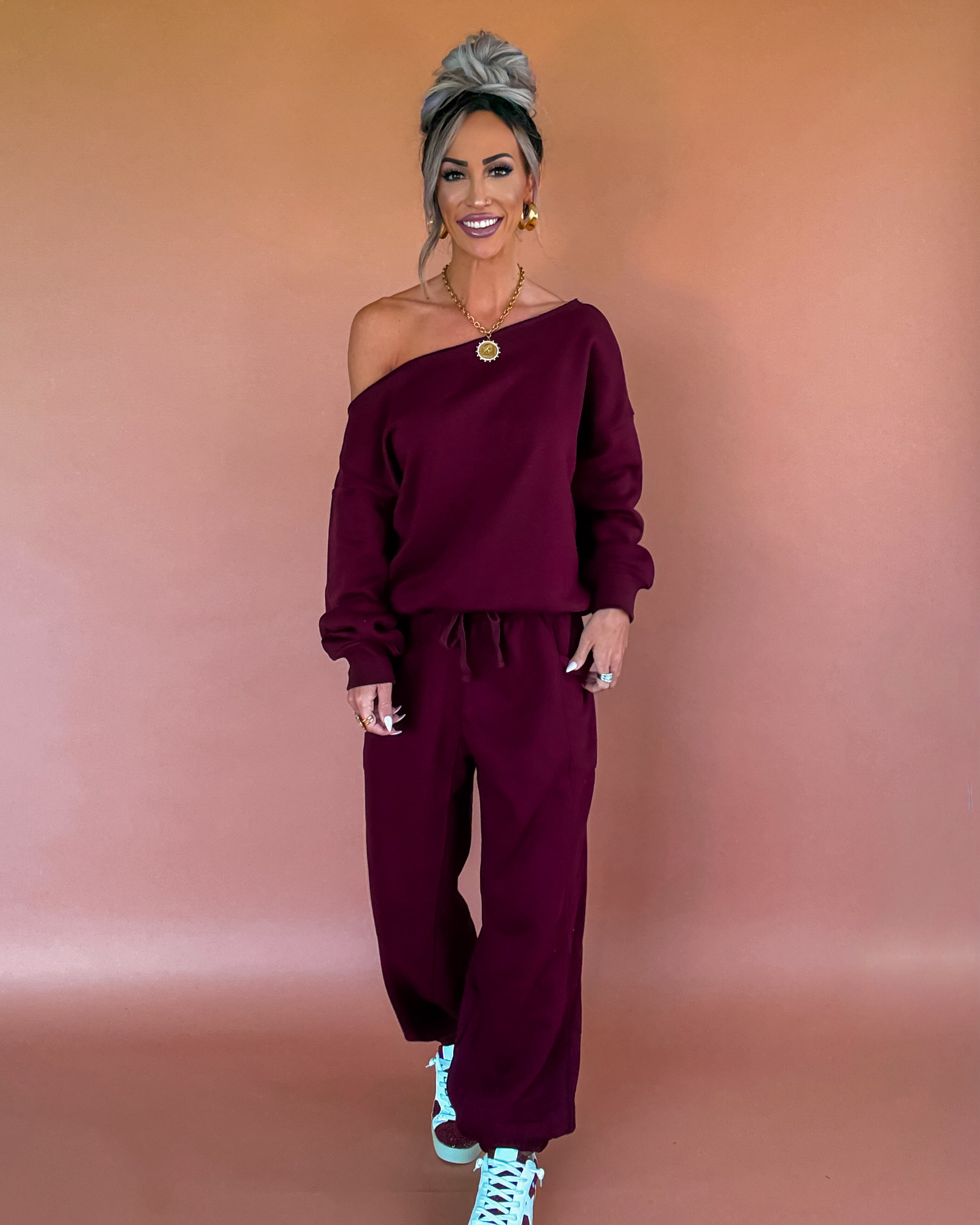 Weekend Crush Fleece Joggers - Dark Cherry