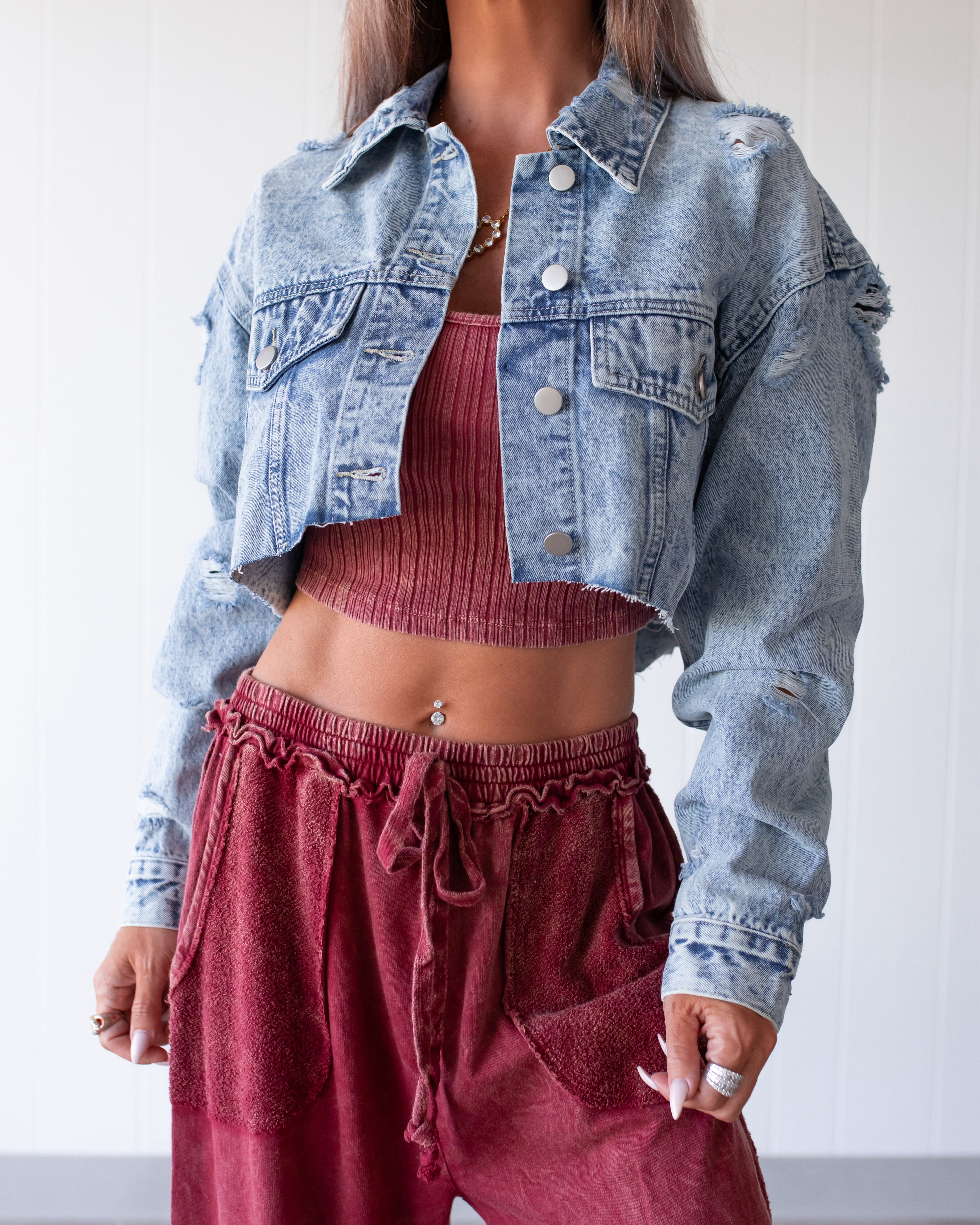 Undone Denim Crop Jacket