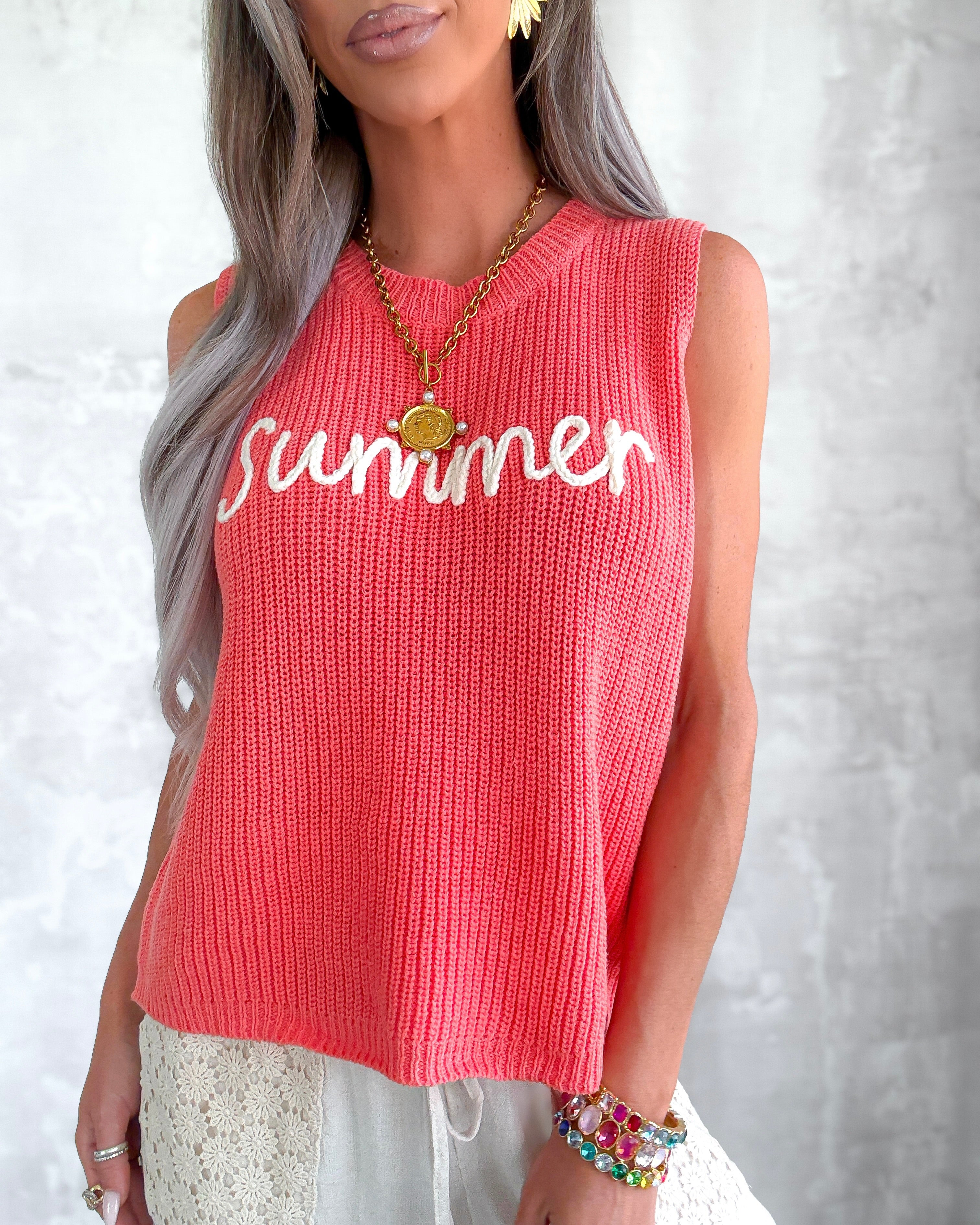 Summer Sweater Tank - Coral