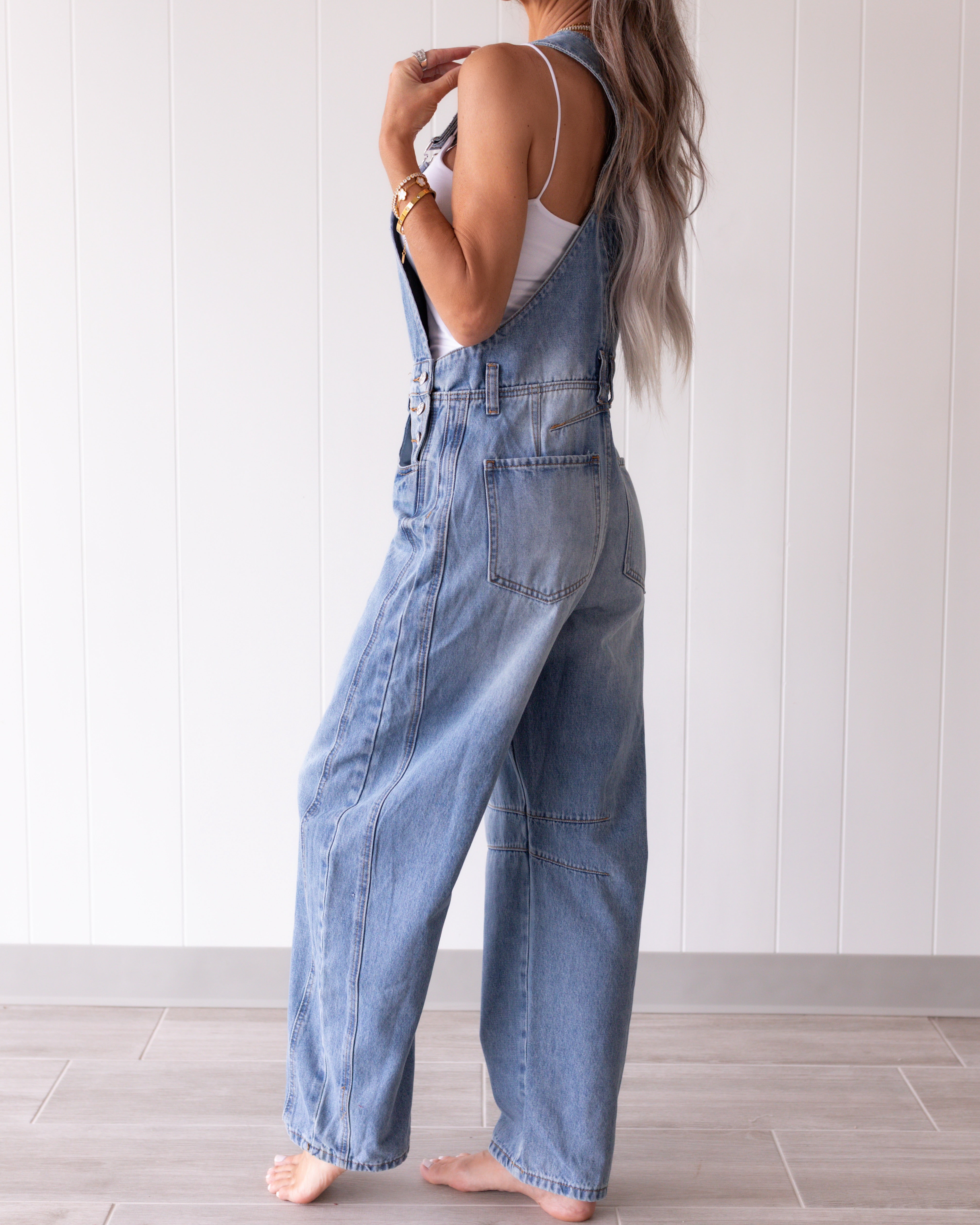 Josie Denim Barrel Overalls - Light Wash