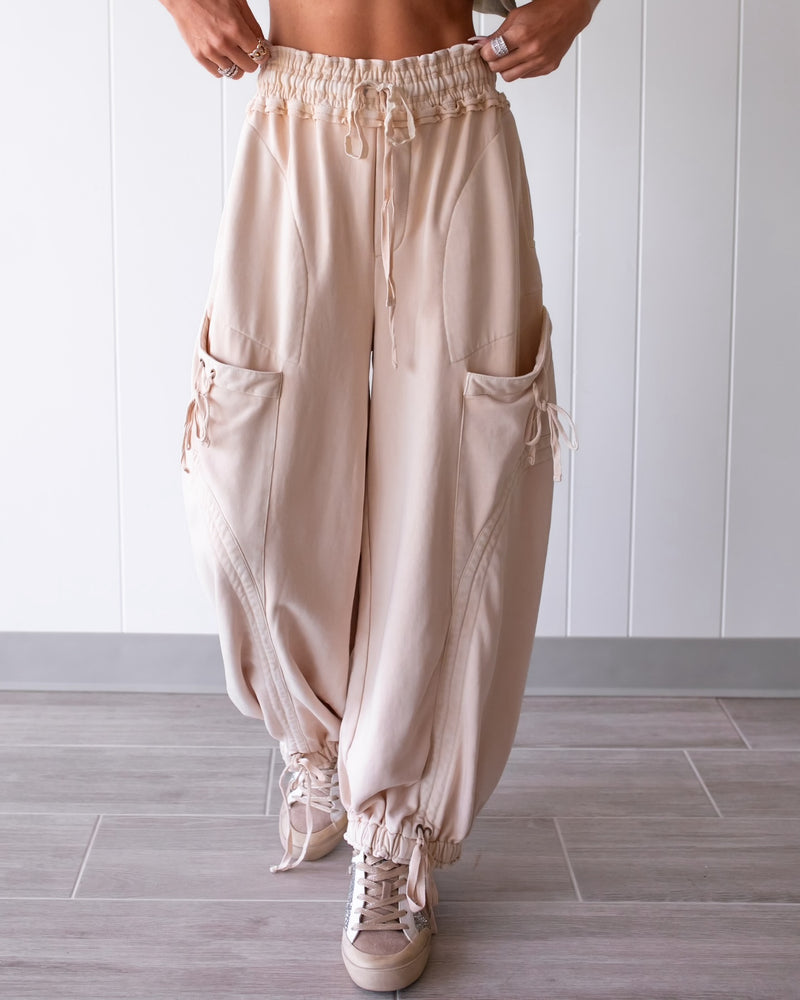 Rosie Balloon Tie Pants - Oat