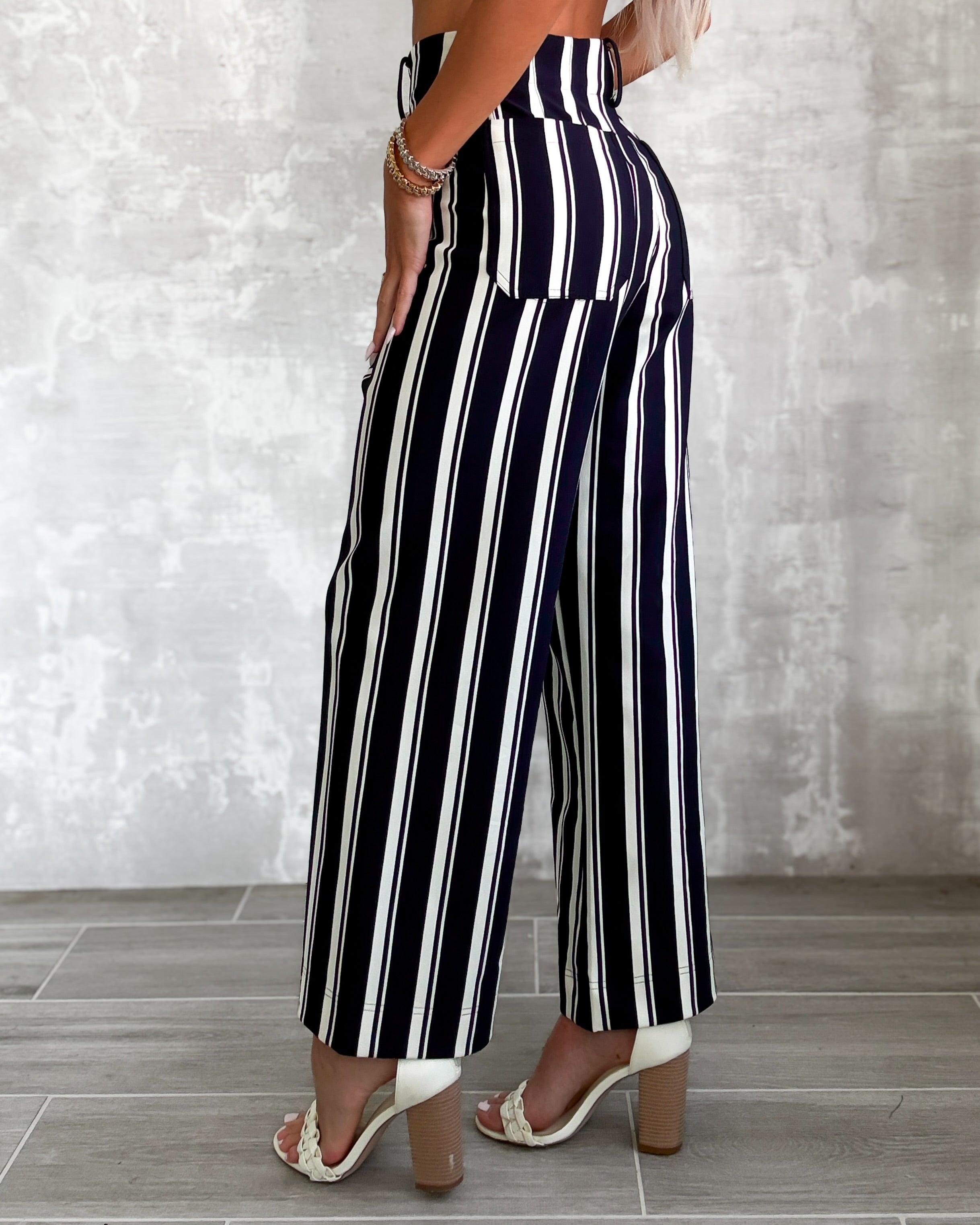 Boss Mode Striped Pants - Navy