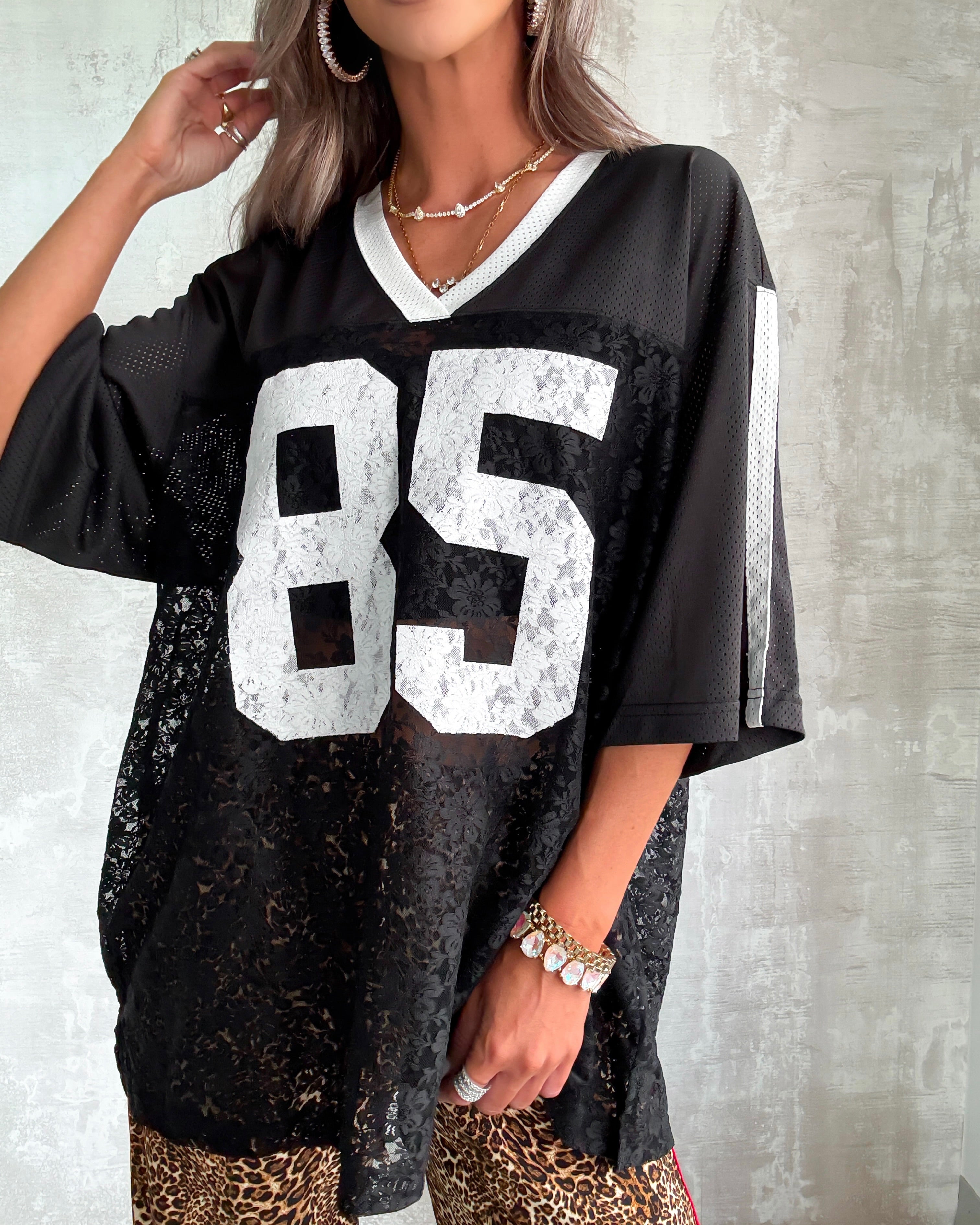 Sheer Intentions Lace Jersey Top - Black