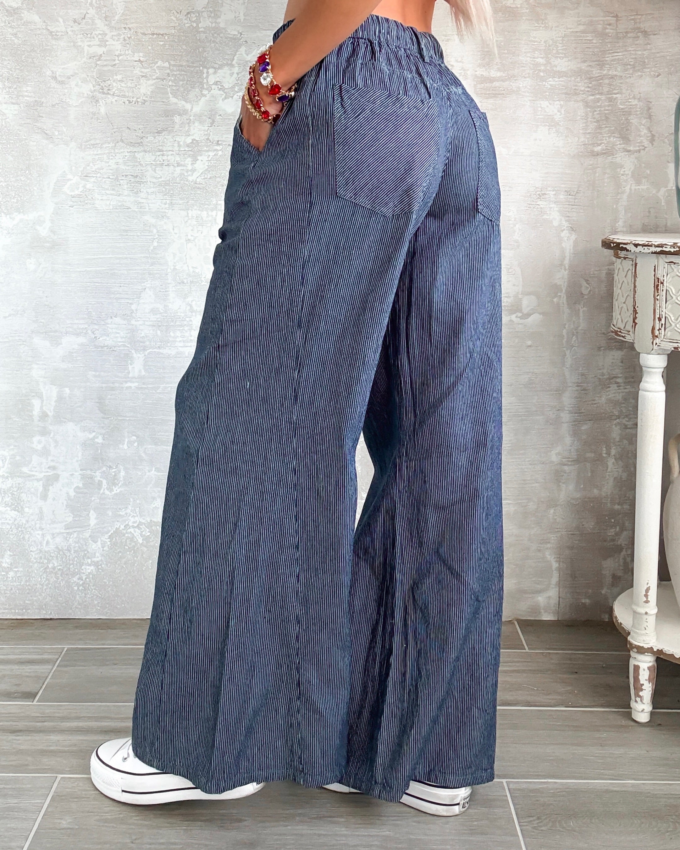 Everyday Icon Wide Leg Denim Pants - Navy