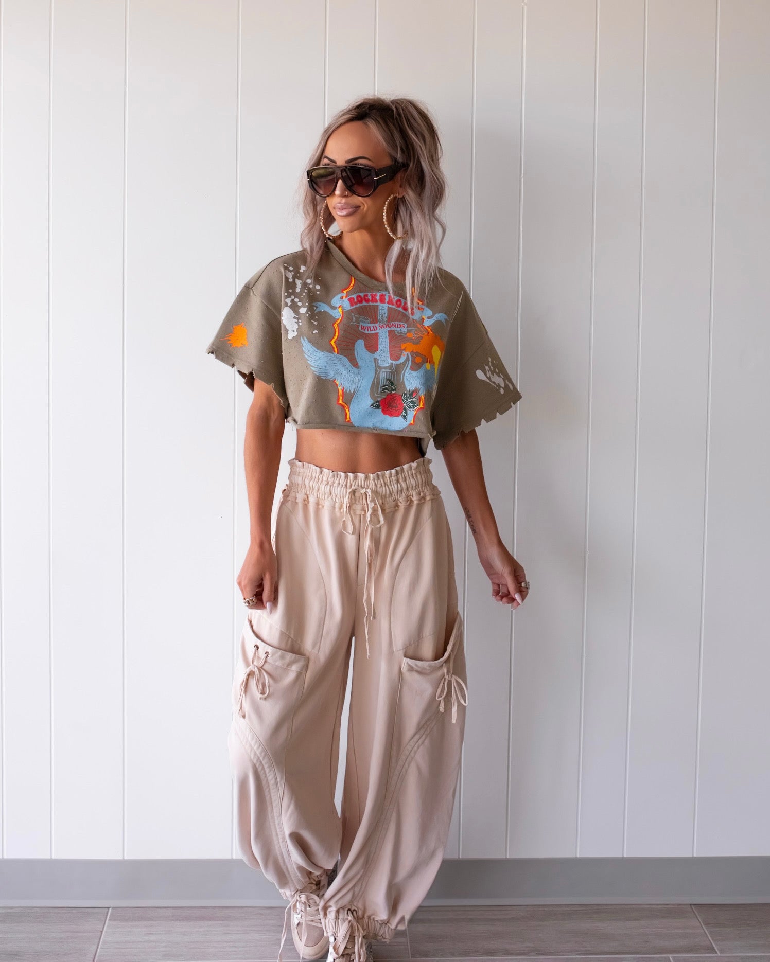 Wild Heart Graphic Crop Tee - Sage