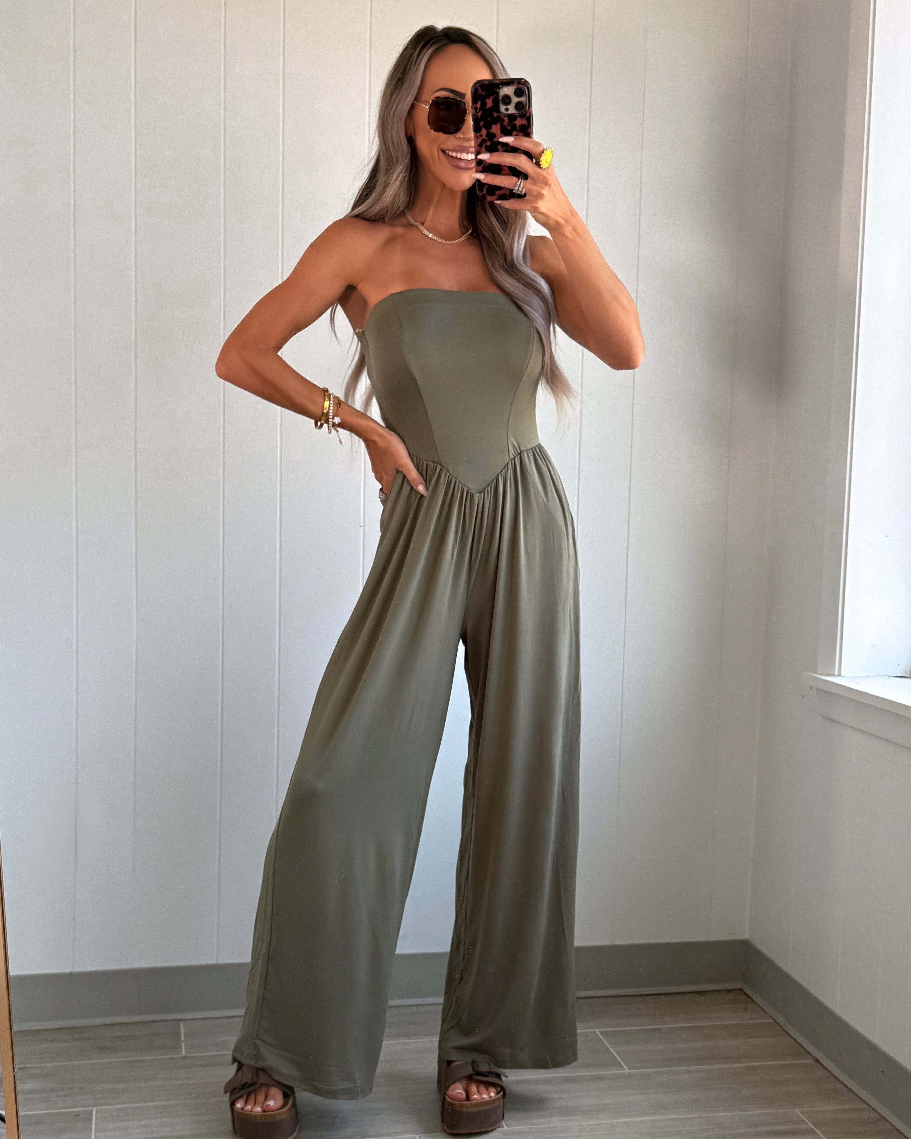 Fade Into You Jumpsuit - Olive