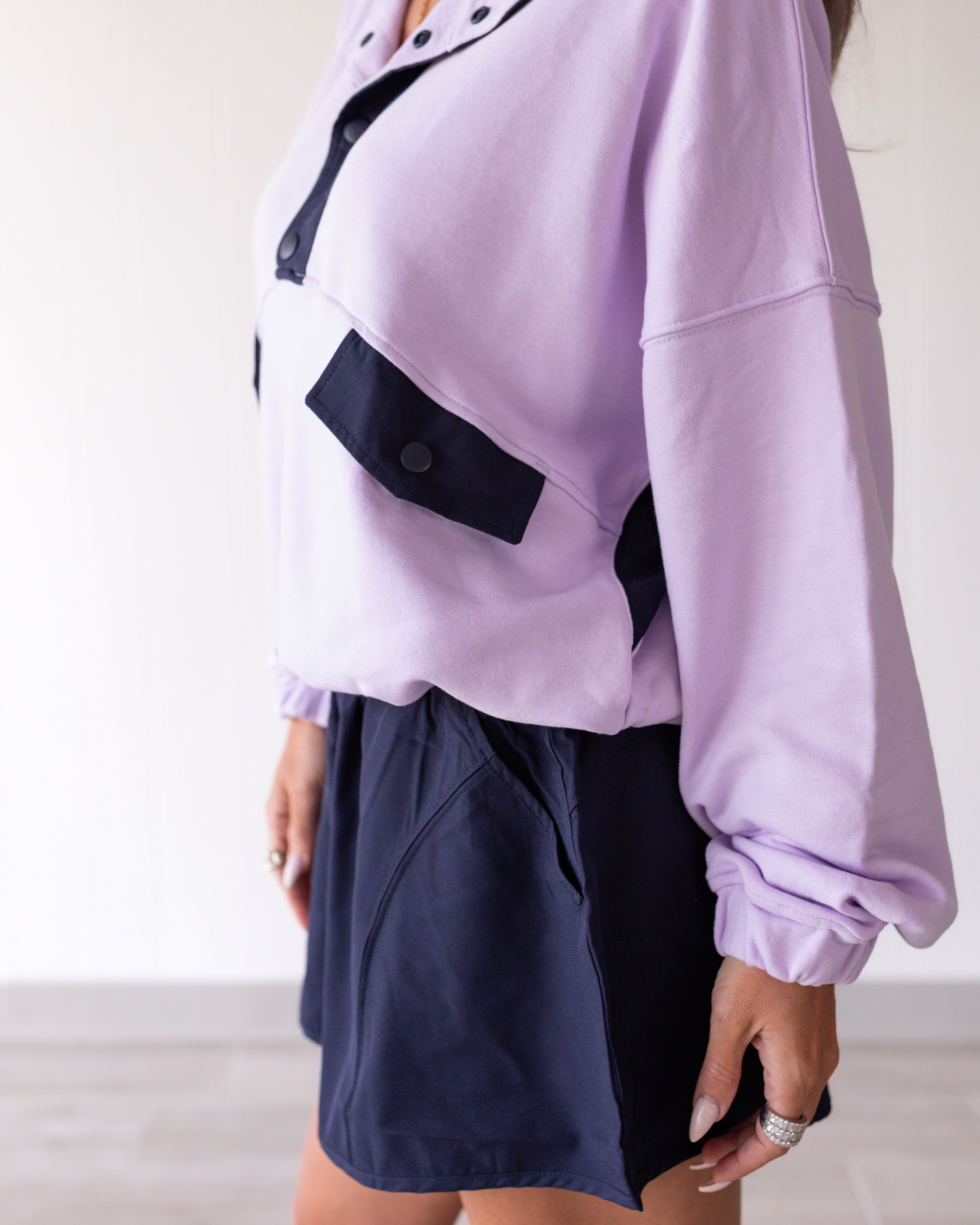 Sweetie Swirl French Terry Set - Lavender/Navy