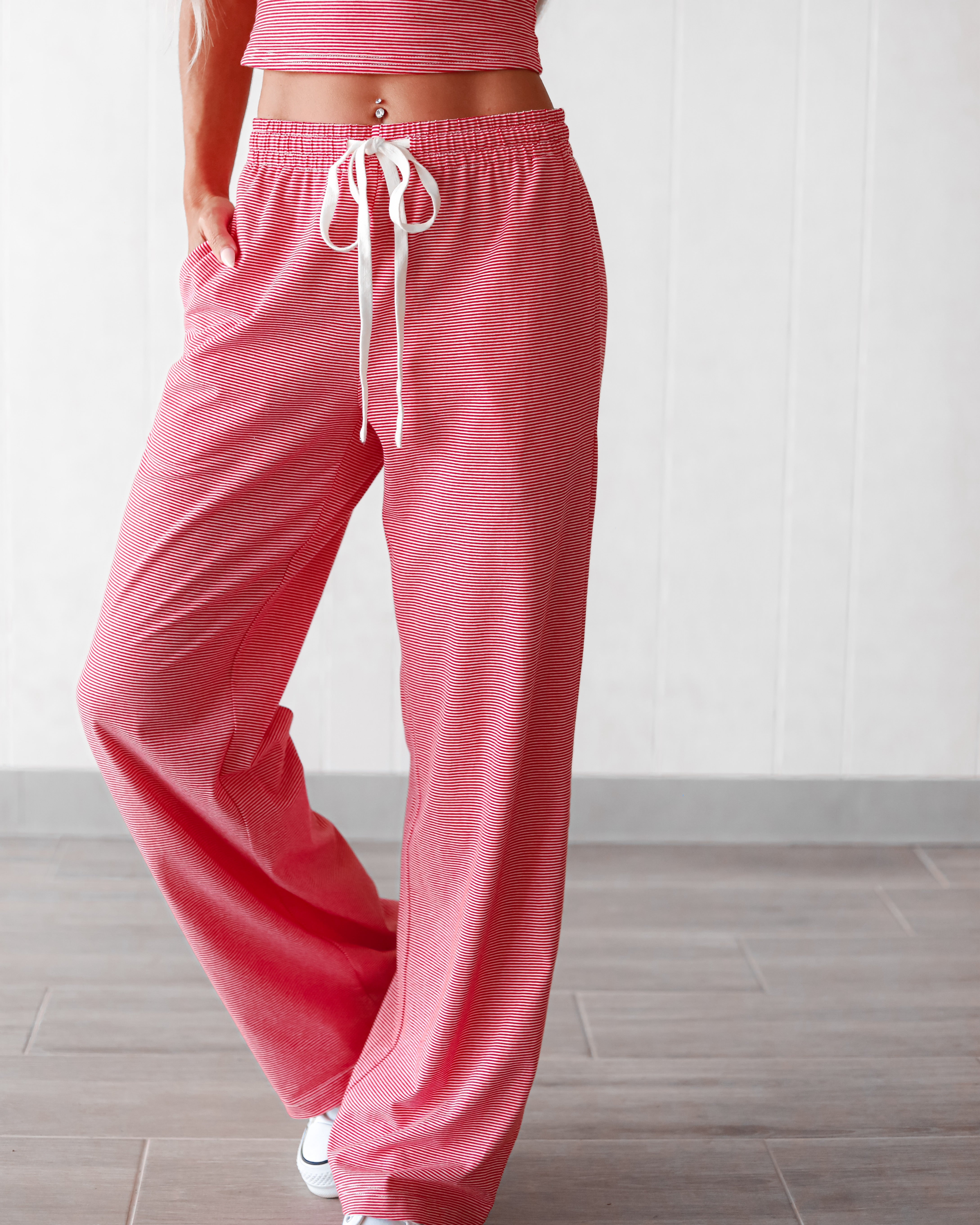 Good Vibes Stripe Set - Red/White