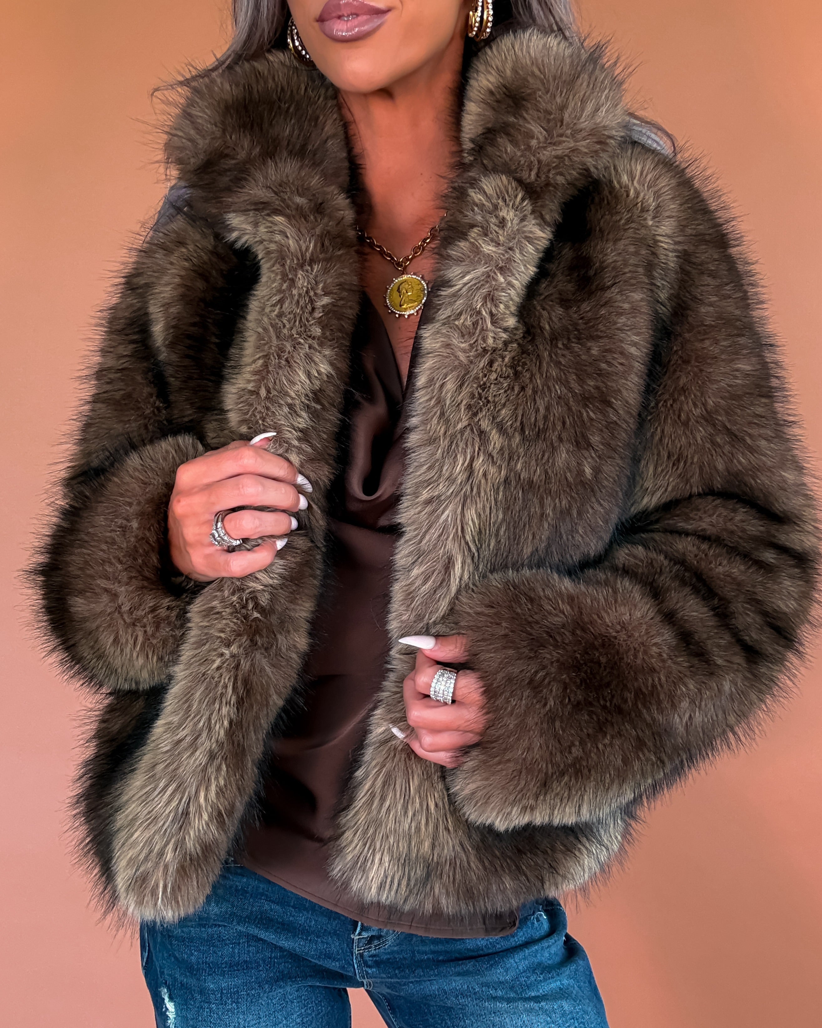 Sandy Dunes Darling Faux Fur Cropped Jacket