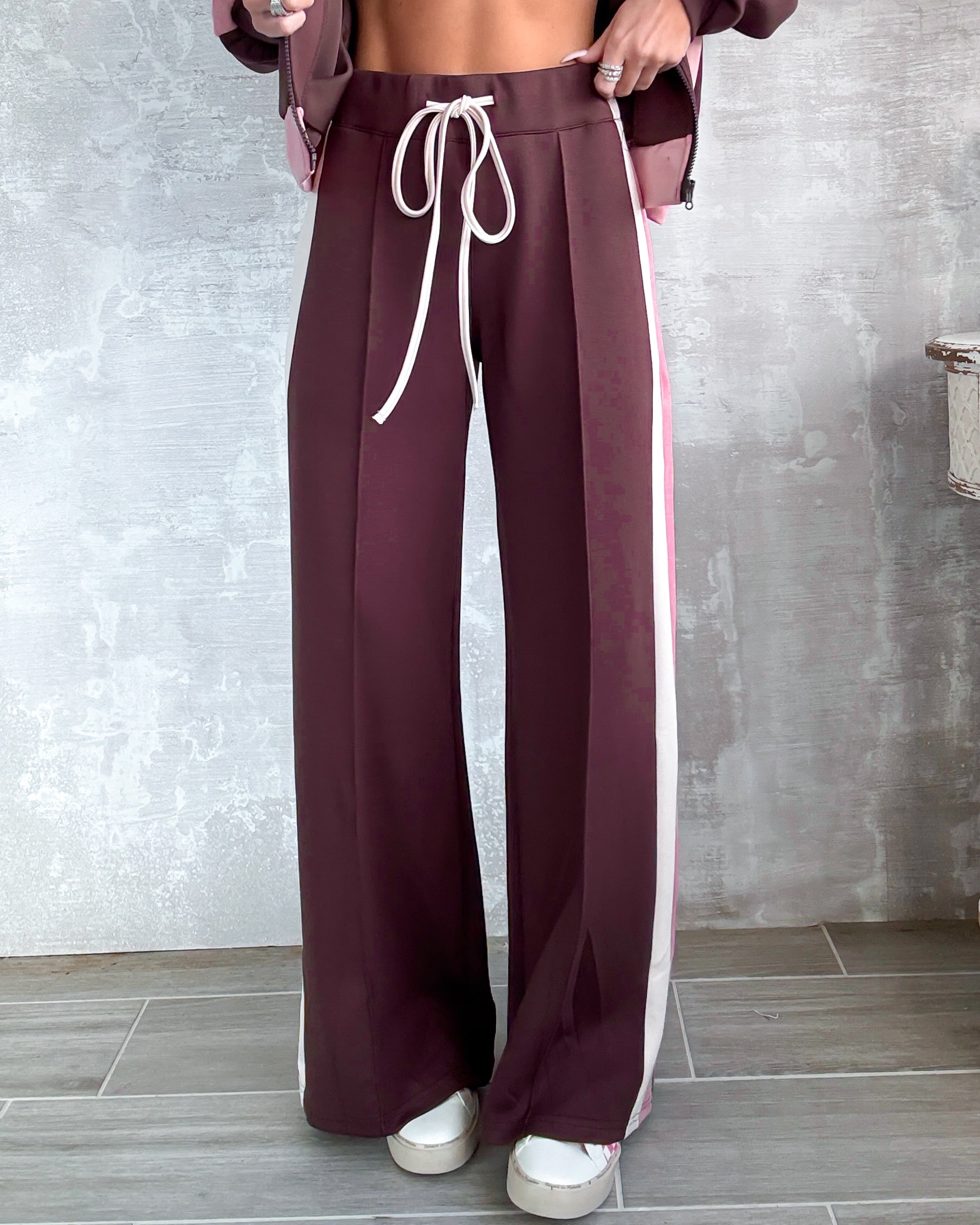 Latte Love Stripe Lounge Pants - Brown/Pink