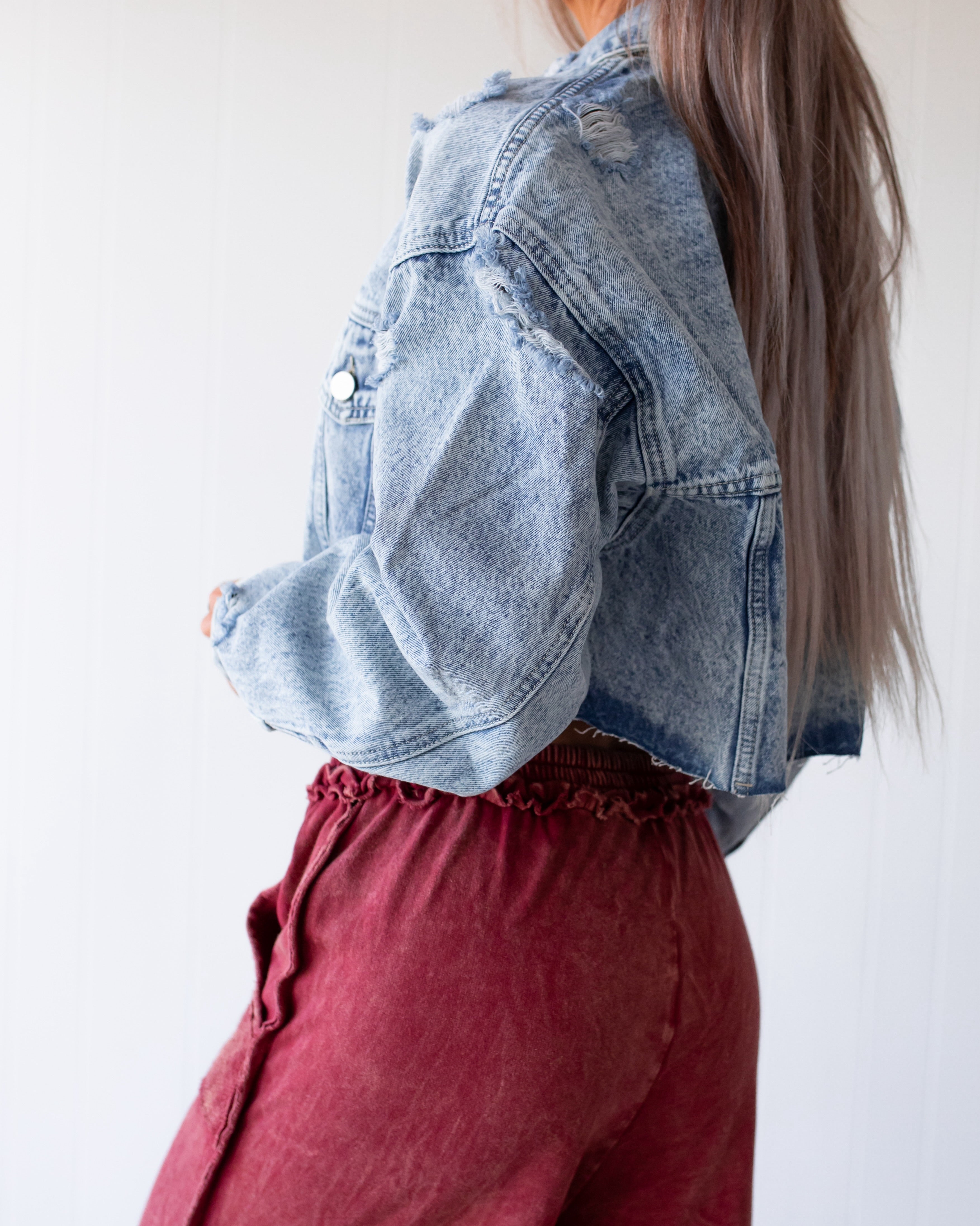 Undone Denim Crop Jacket