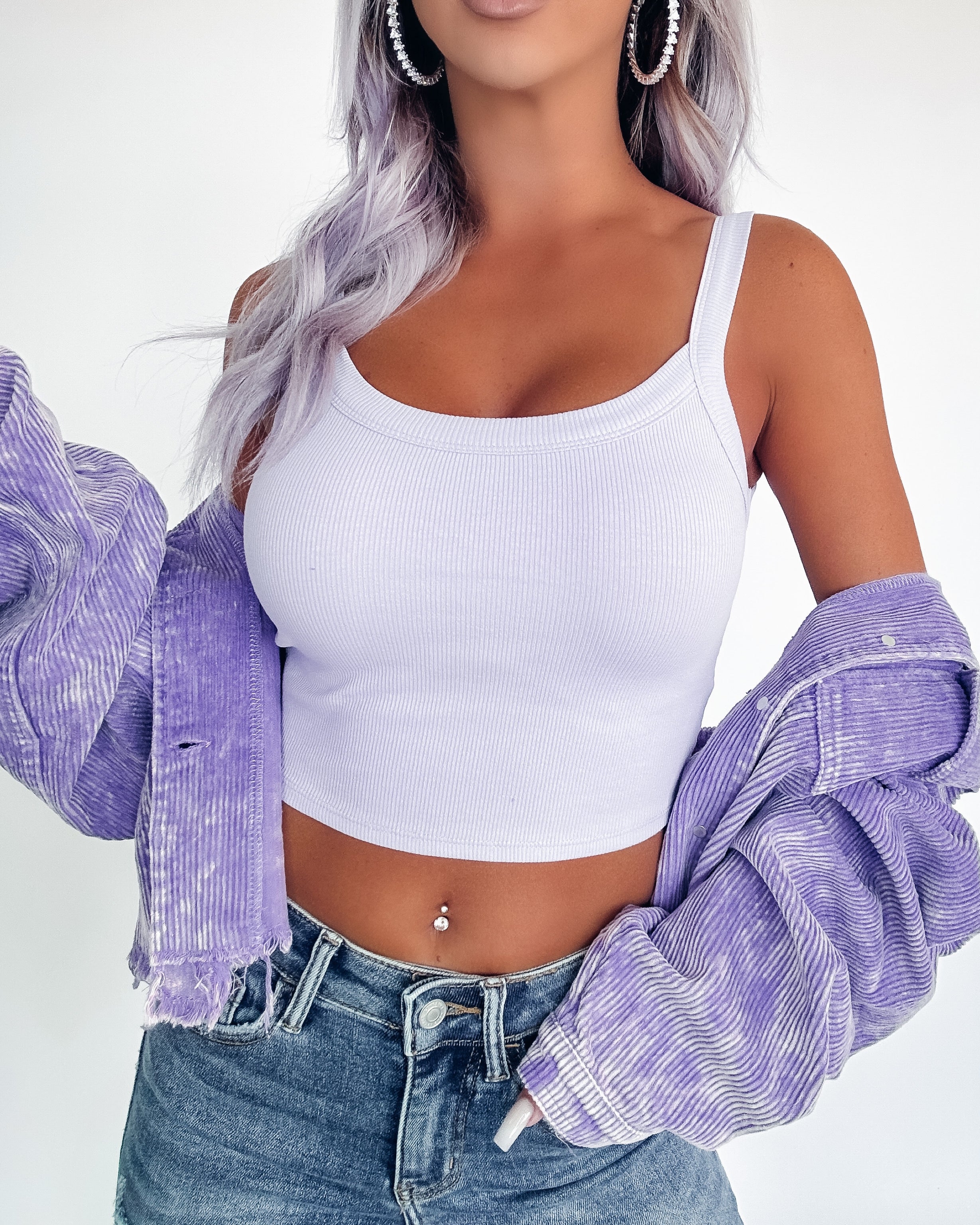 Can't Go On Ribbed Tank- Lavender