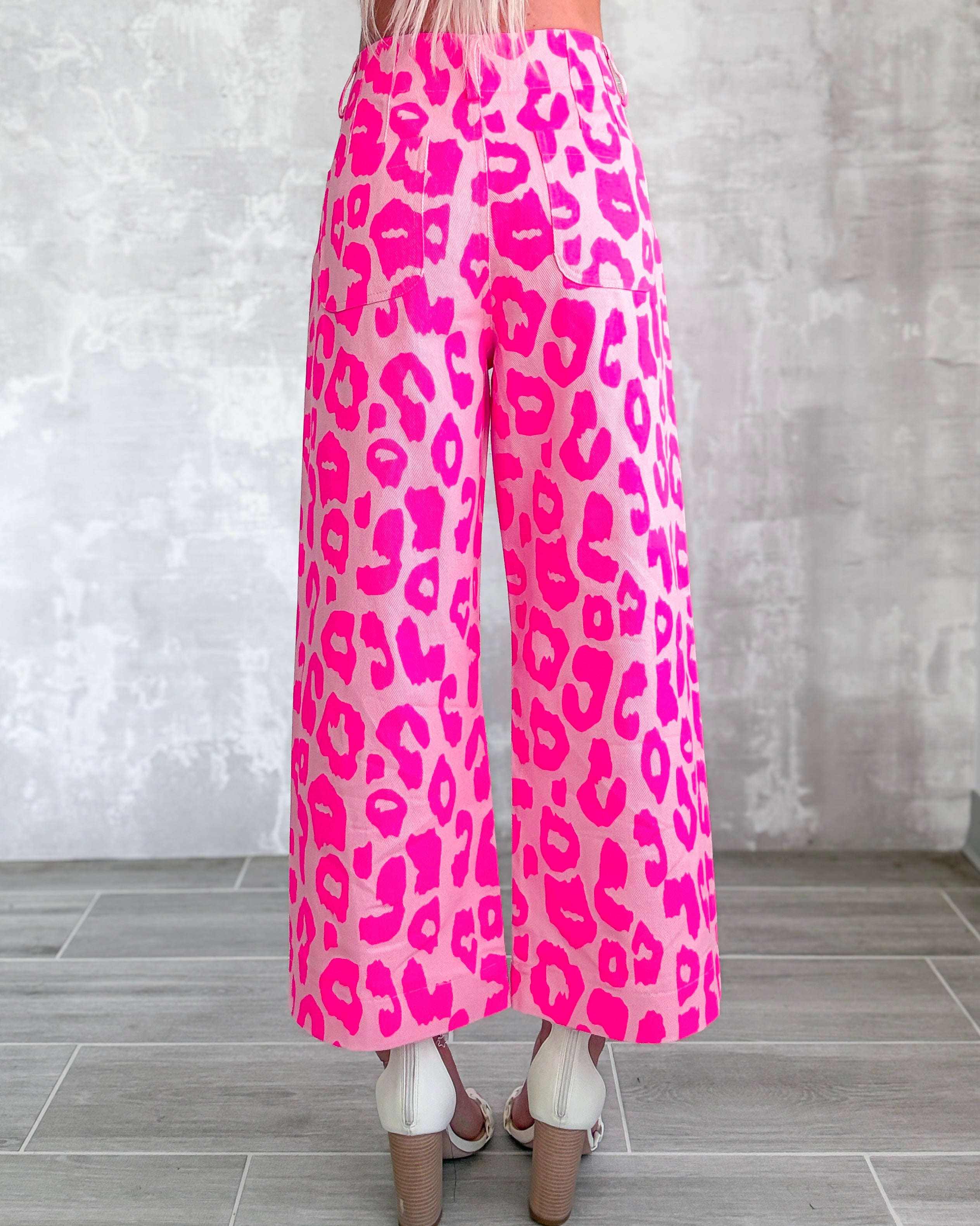 Monroe Cropped Leopard Jeans - Pink