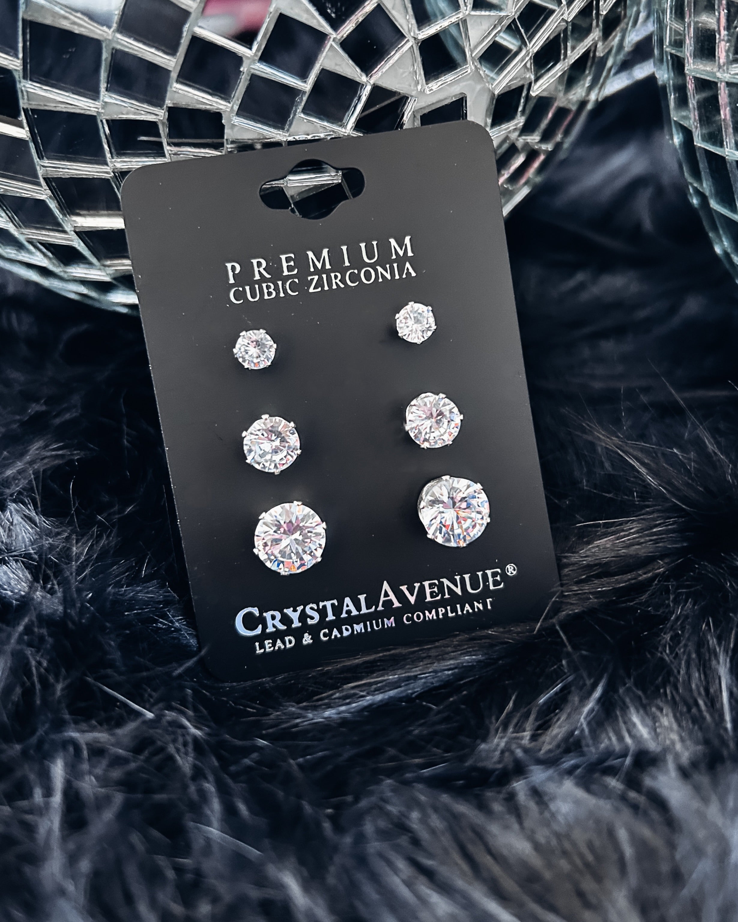 Time To Choose Crystal Stud Earring Set - Silver