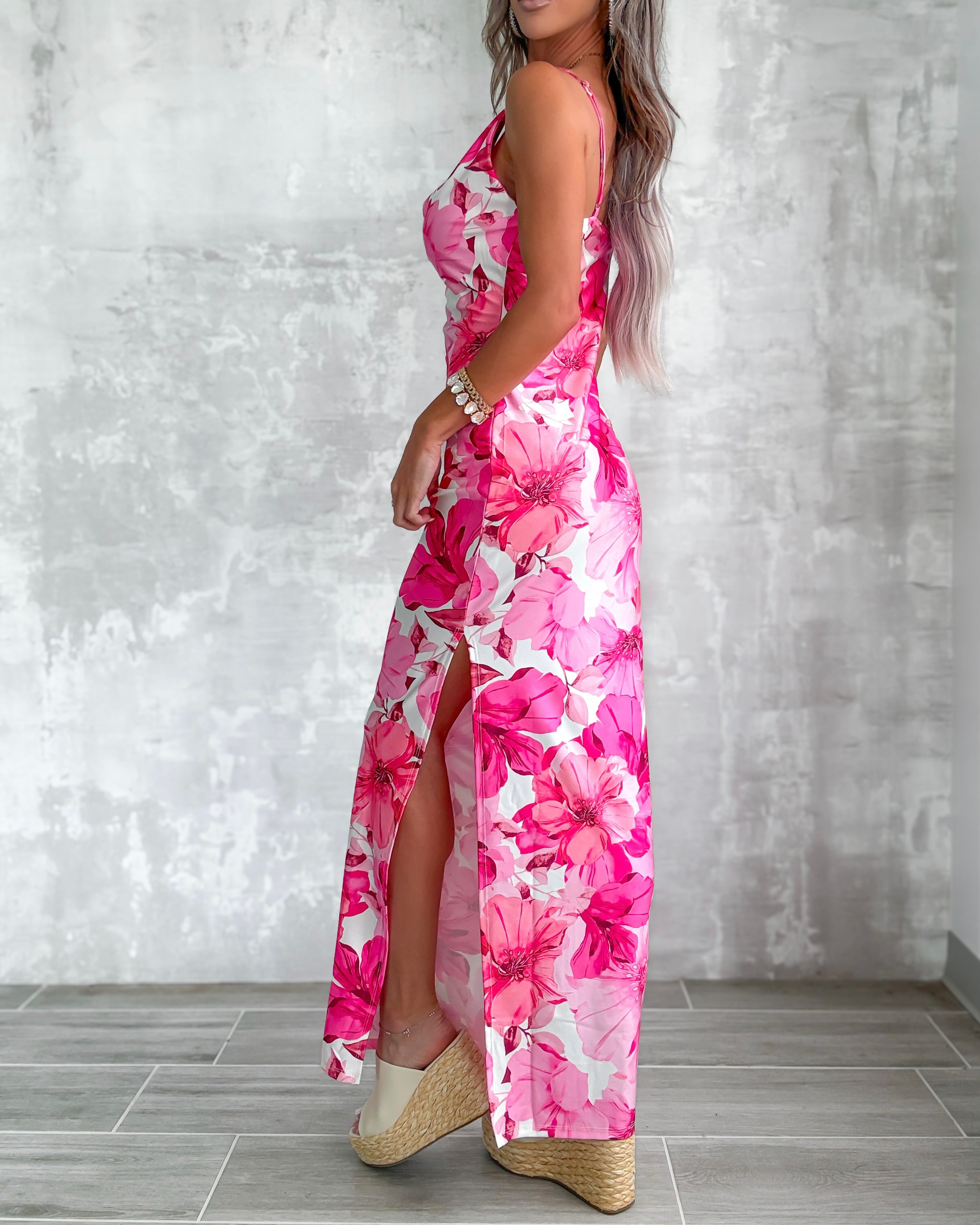 Floral Daydream Maxi Dress - Fuchsia