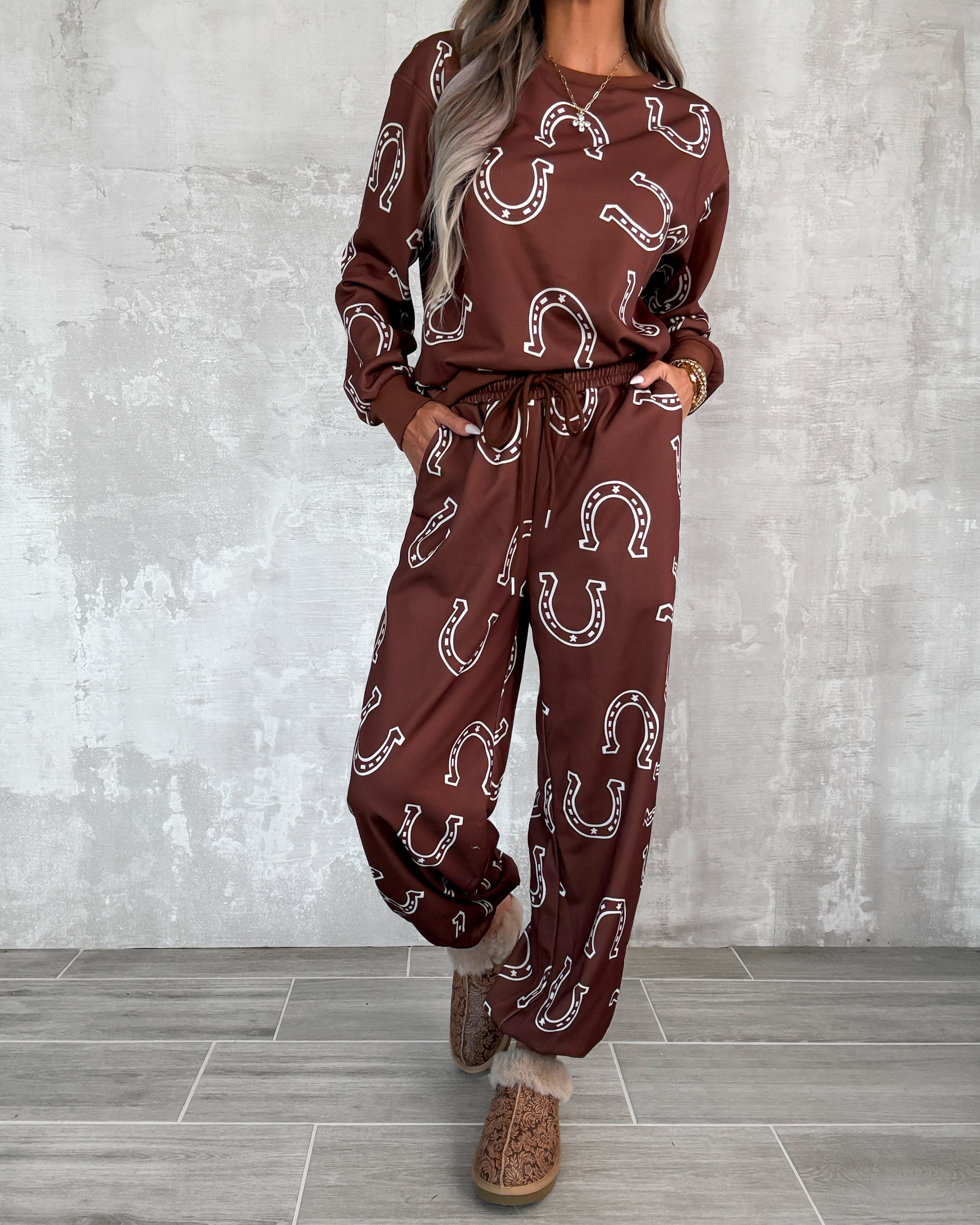 Western Babe Pants Set - Brown