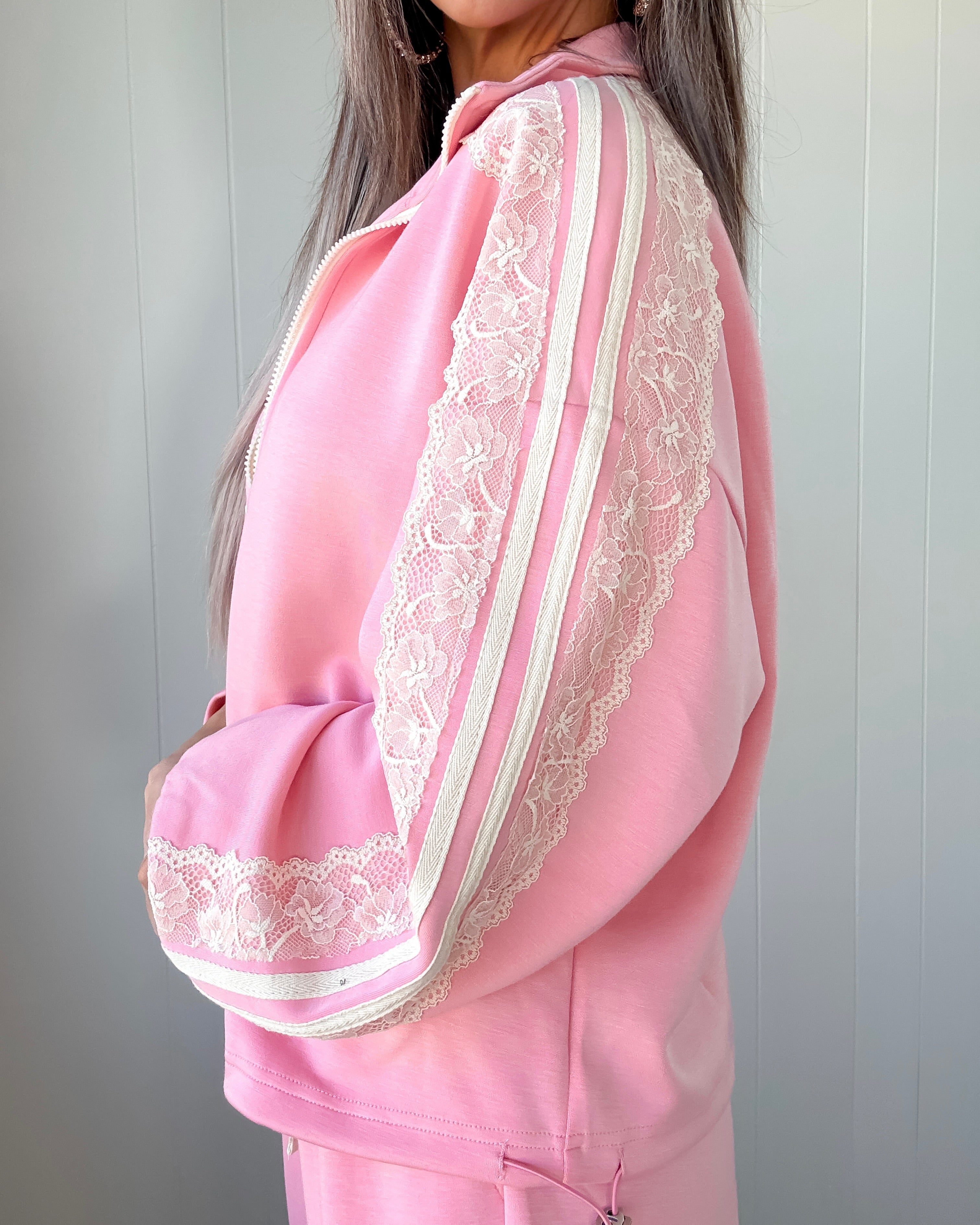 Elevated Lace Lounge Pants Set - Baby Coral