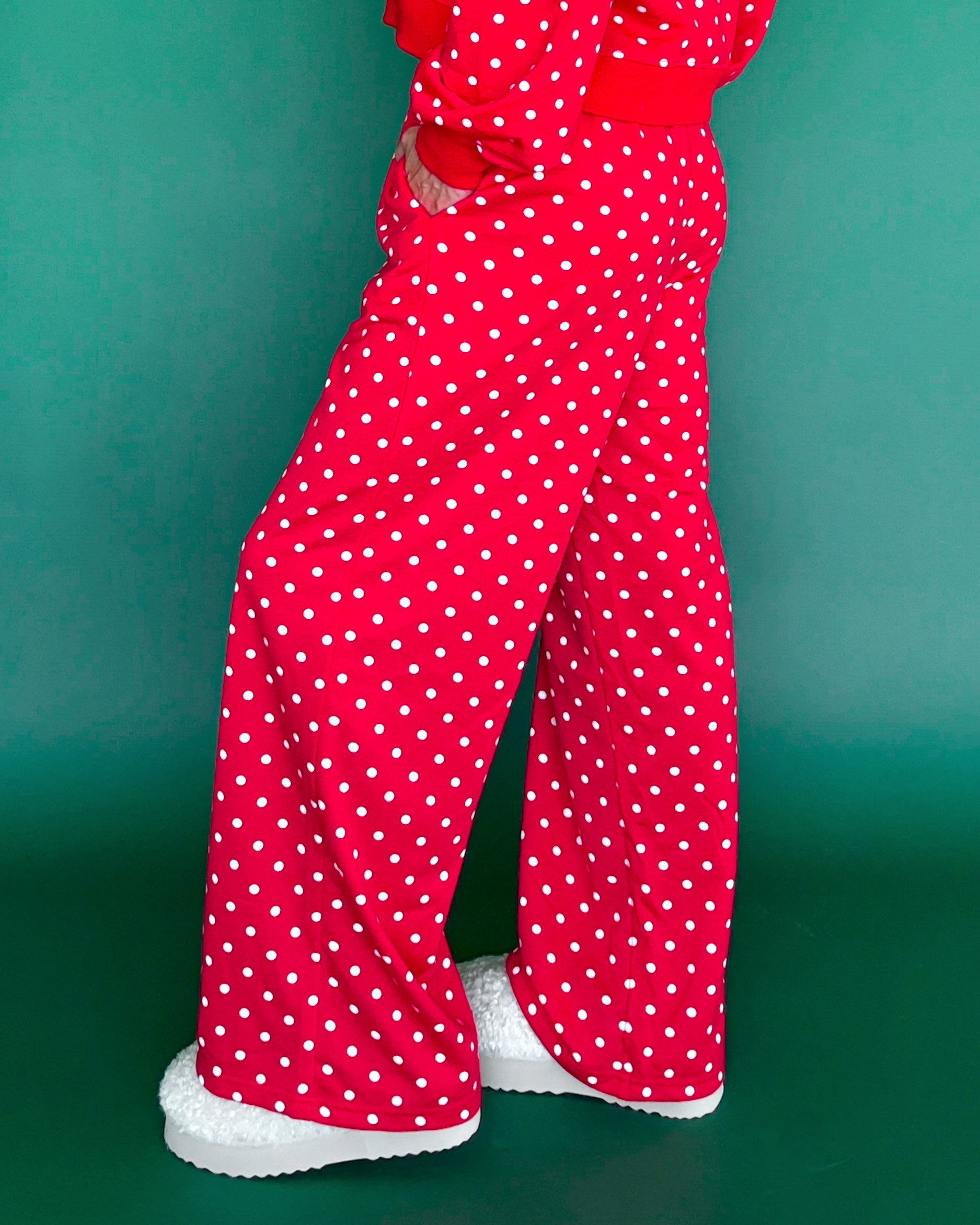 Polka Dot Party Lounge Pants Set - Red