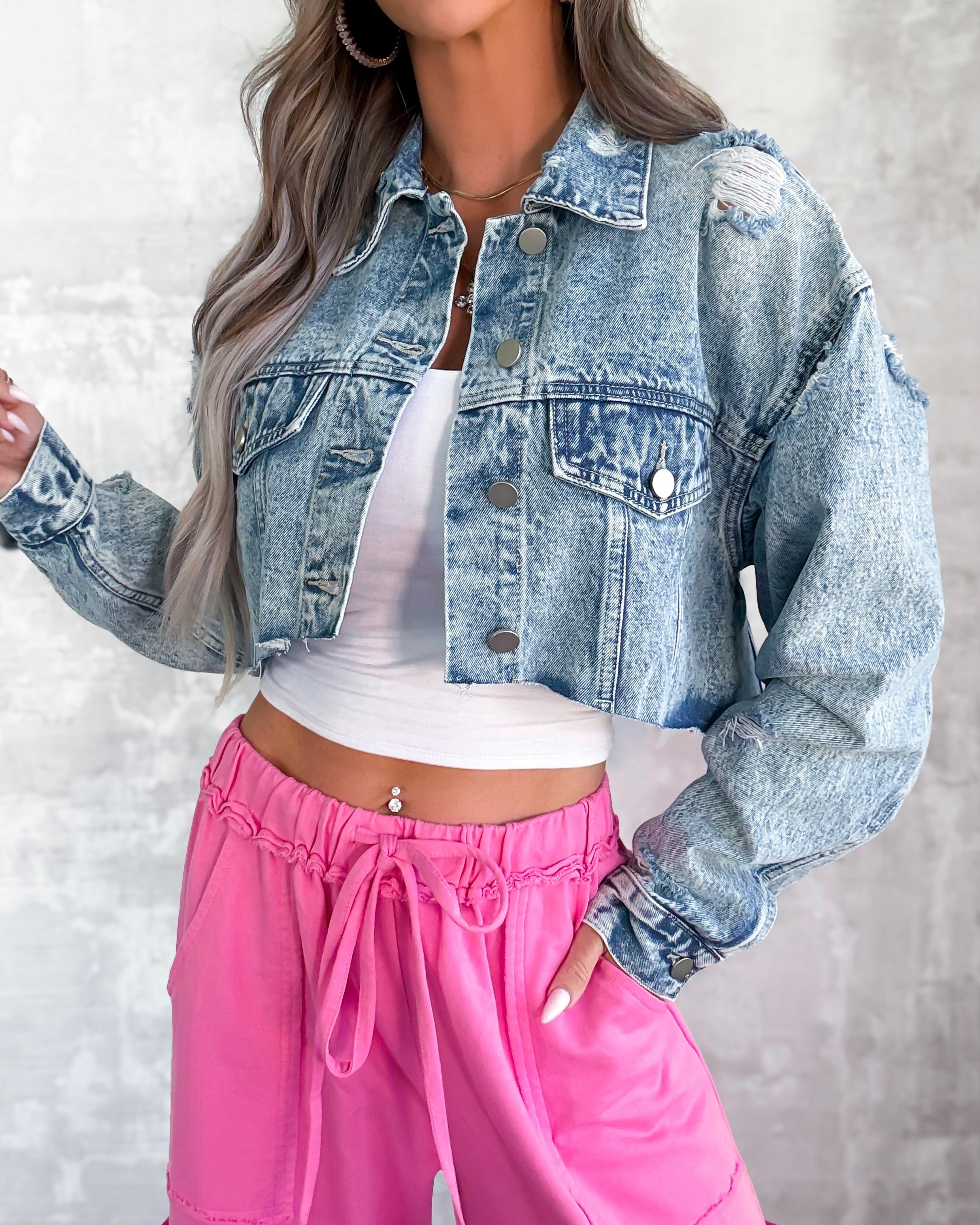 Undone Denim Crop Jacket