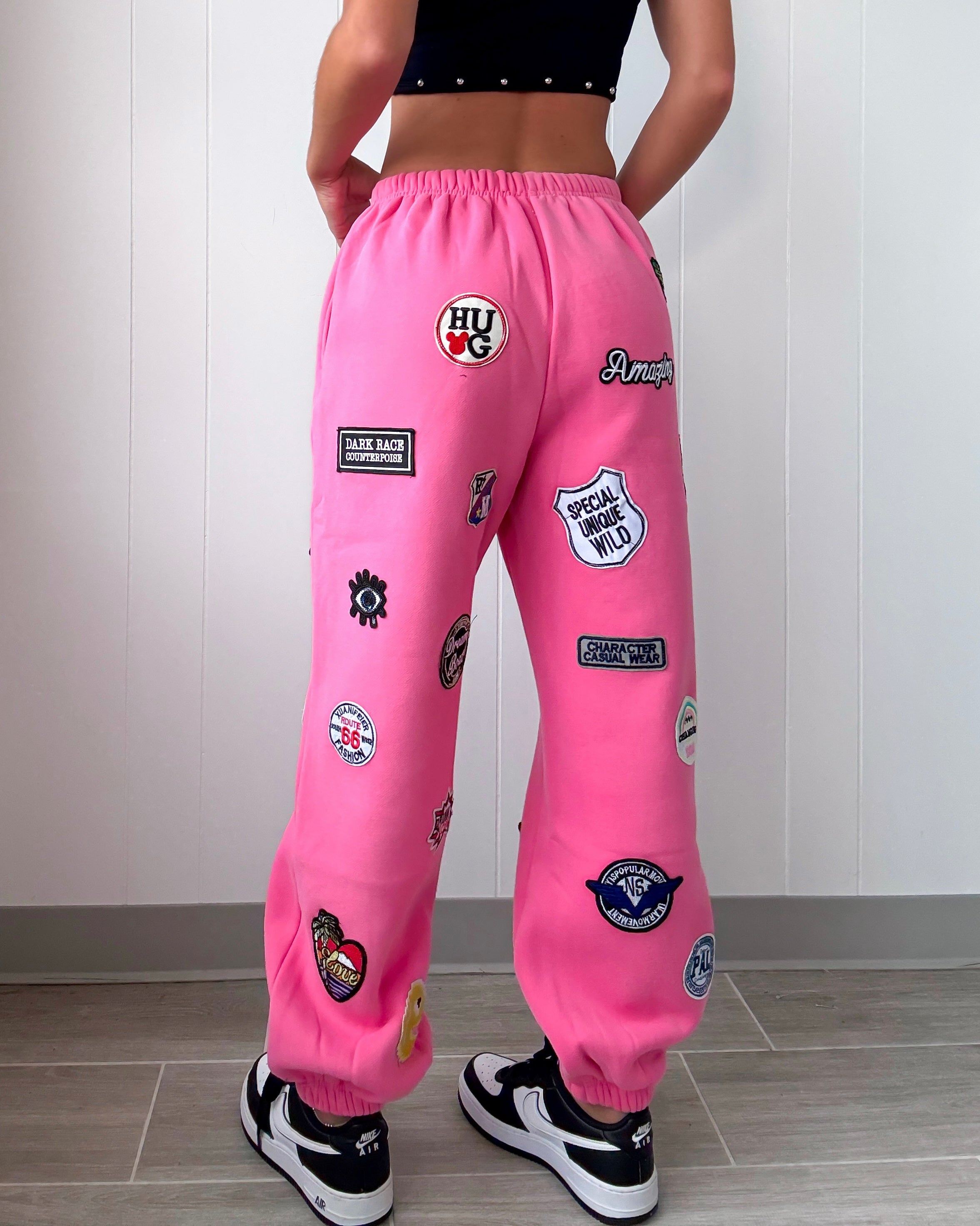 One Of A Kind Patch Joggers - Pink