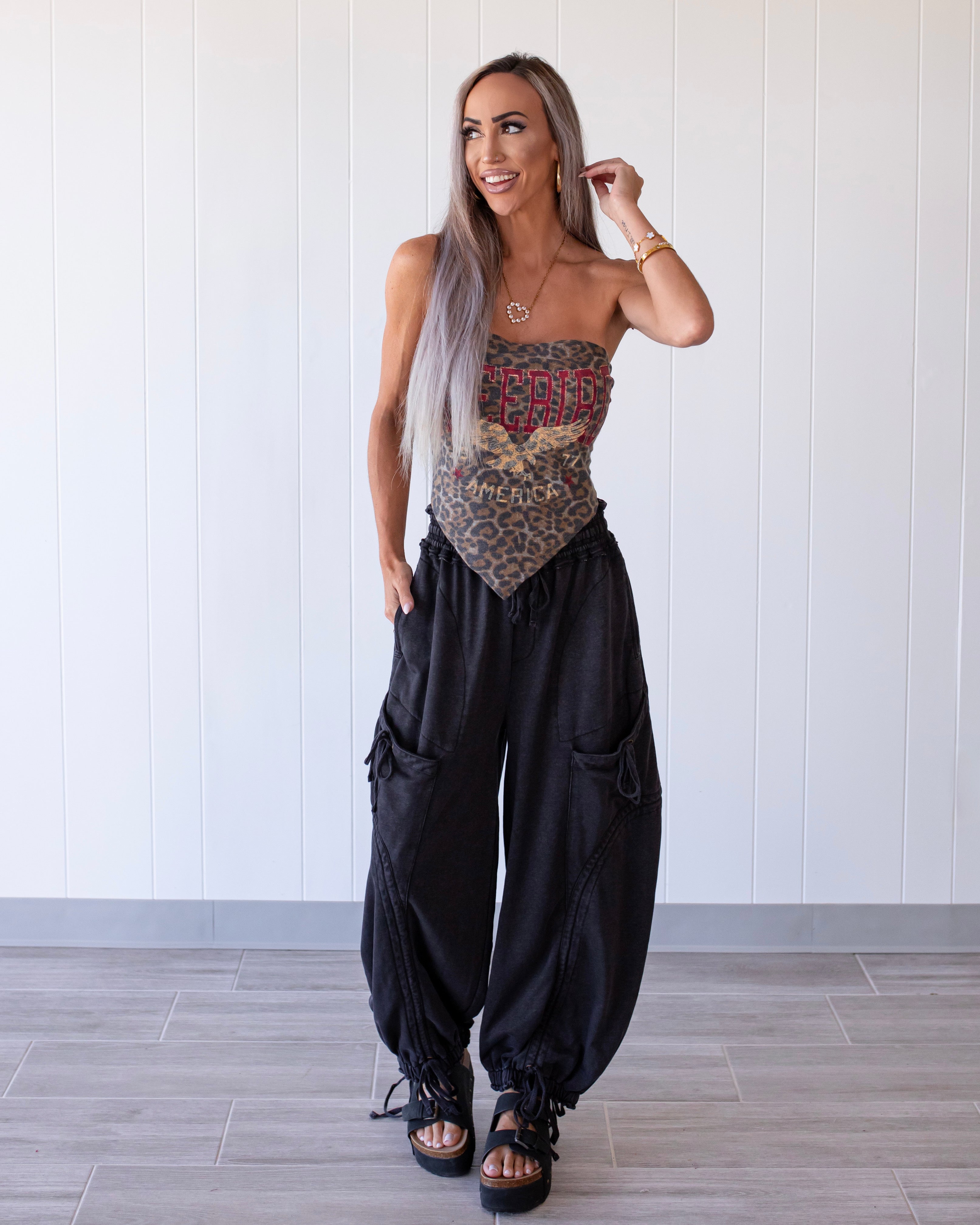 Freebird Bandana Tie Top - Leopard