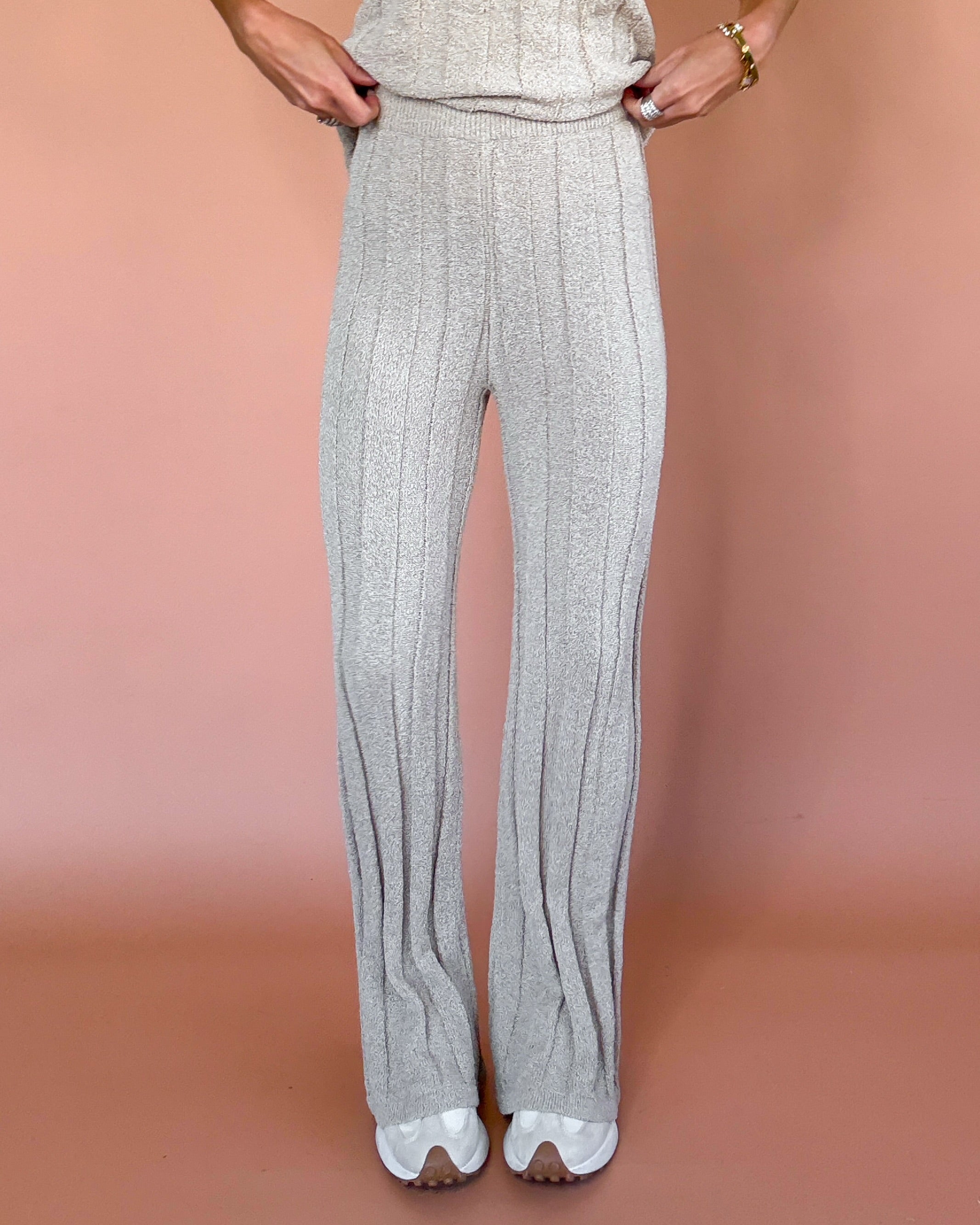 Eli Ribbed Sweater Pants Set - Taupe