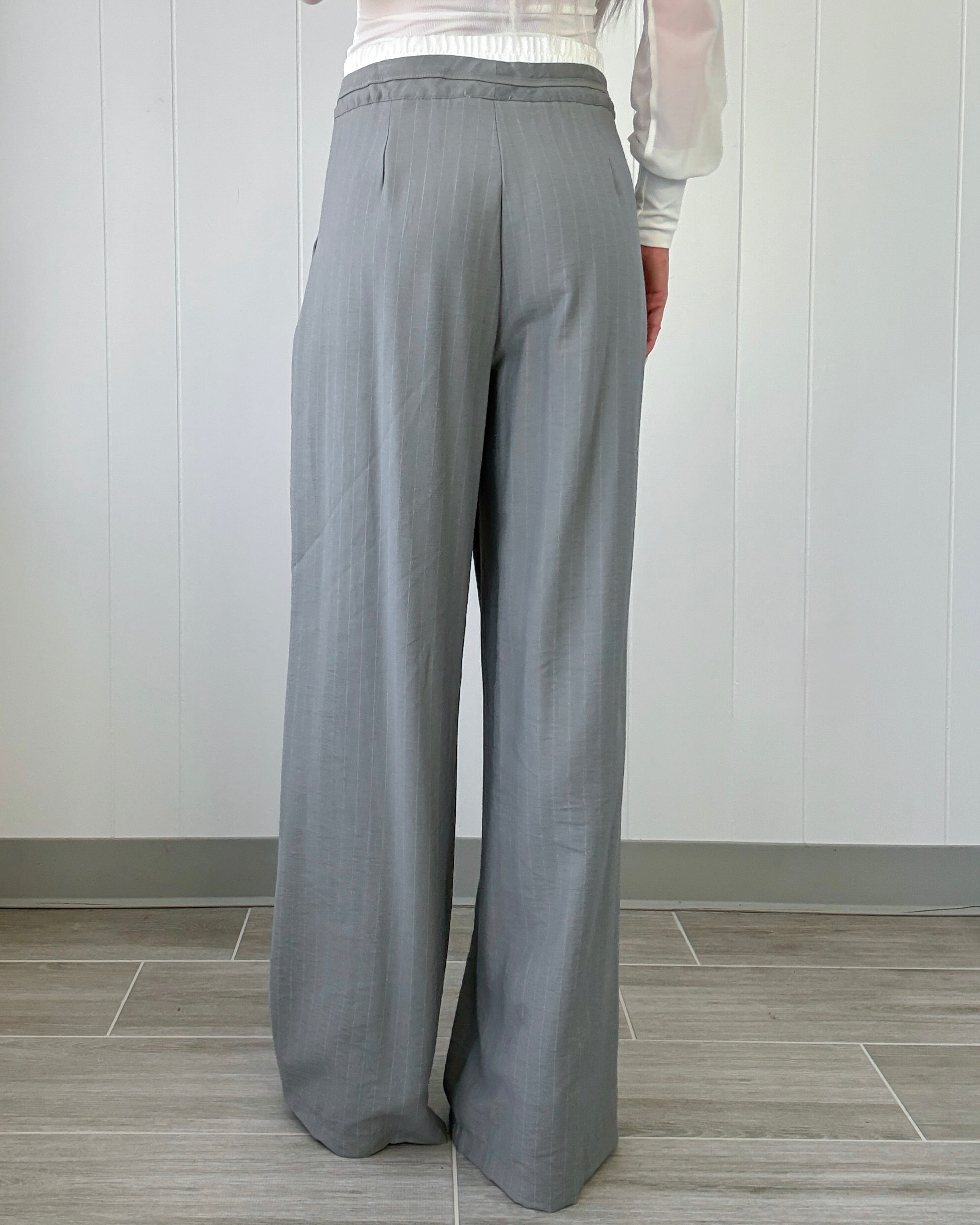 The Double Take Stripe Pants - Grey/Ivory