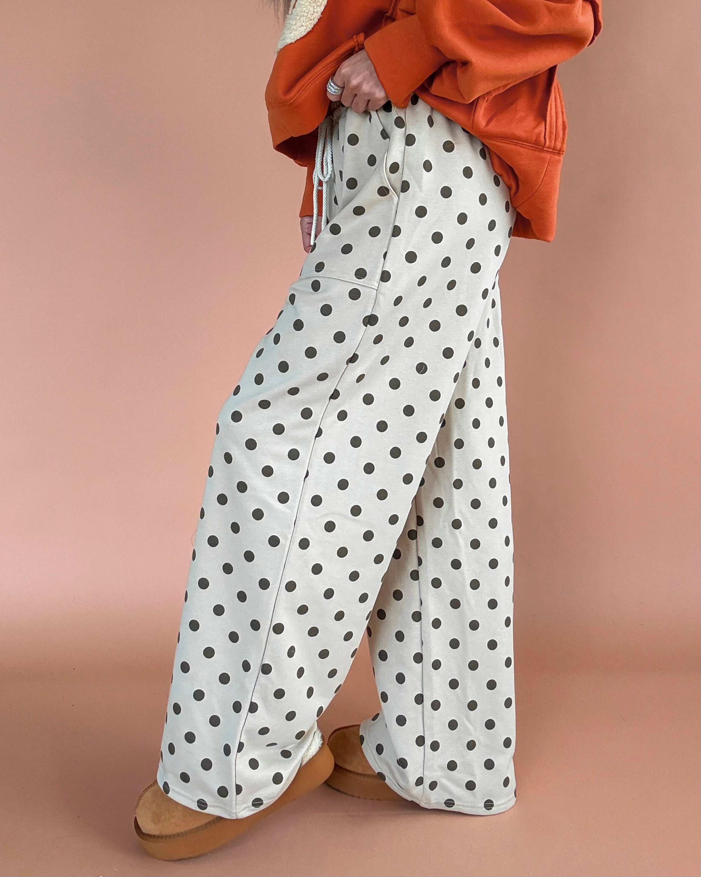 Autumn Brunch Polka Dot Lounge Pants - Beige
