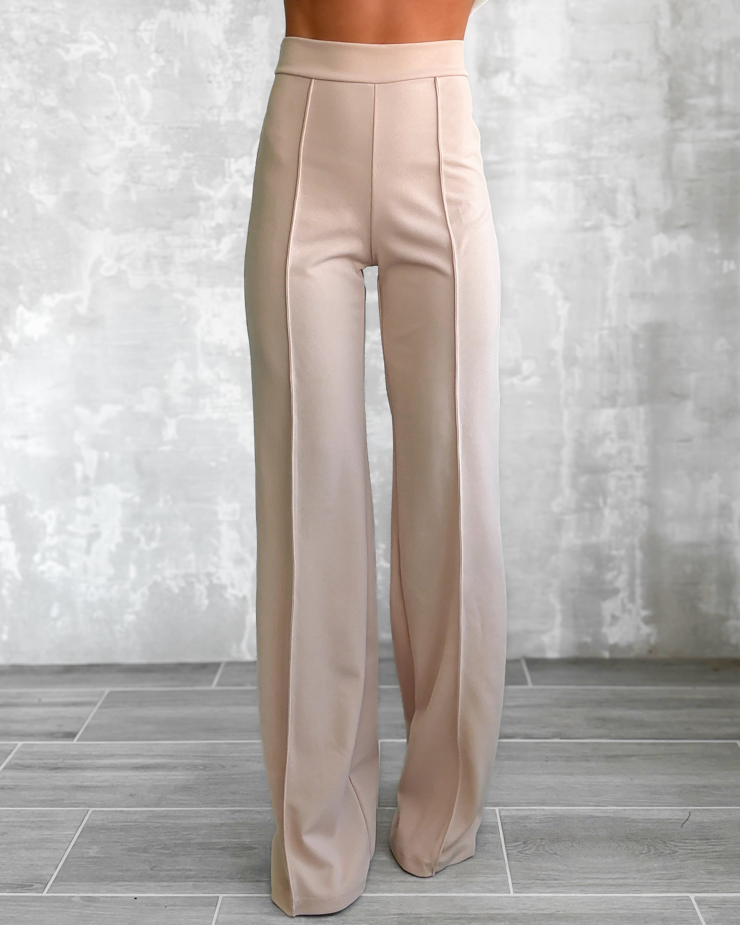 Business Or Pleasure Pleated Flare Pants - Cream