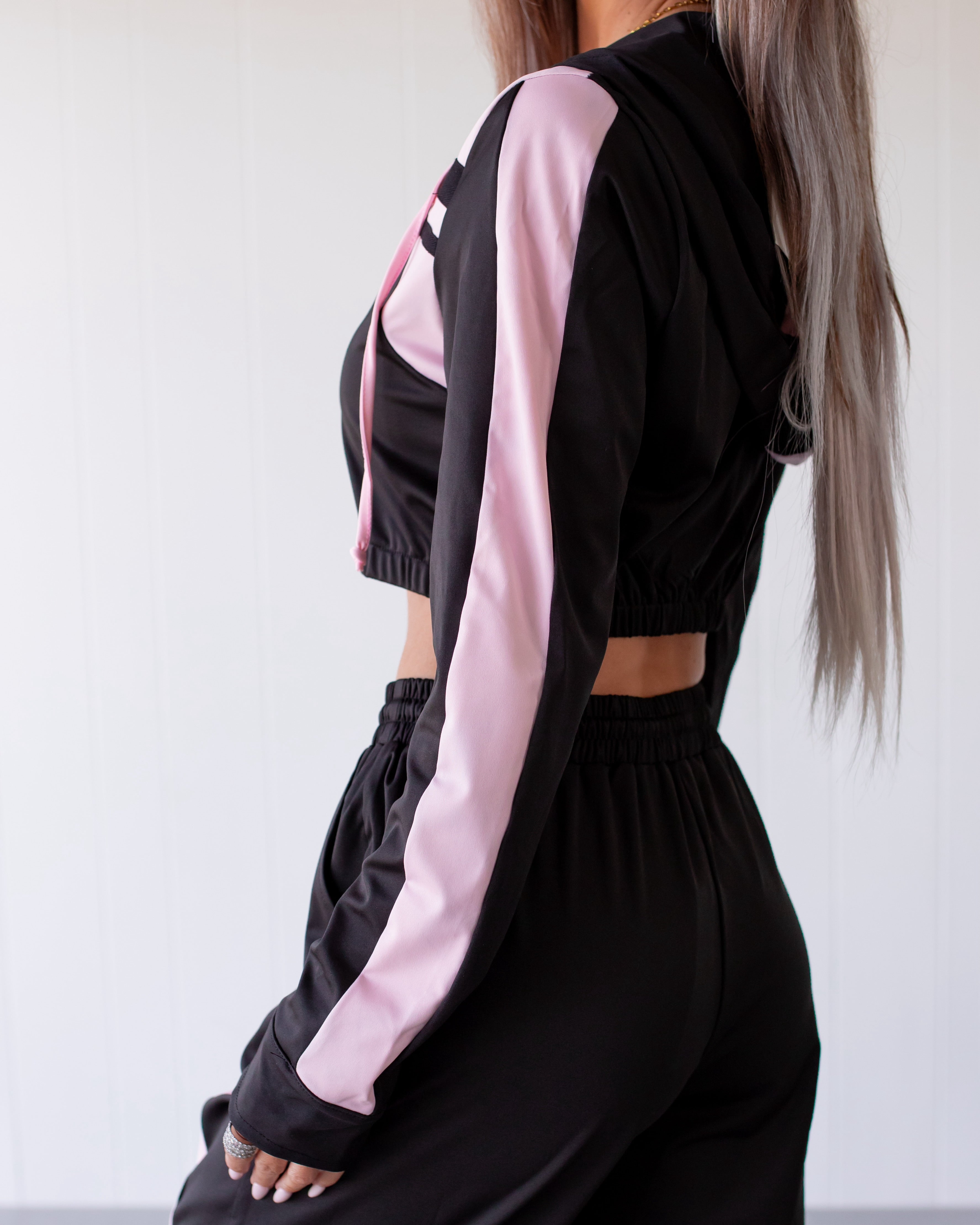 Playmaker Contrast Pants Set - Black/Pink