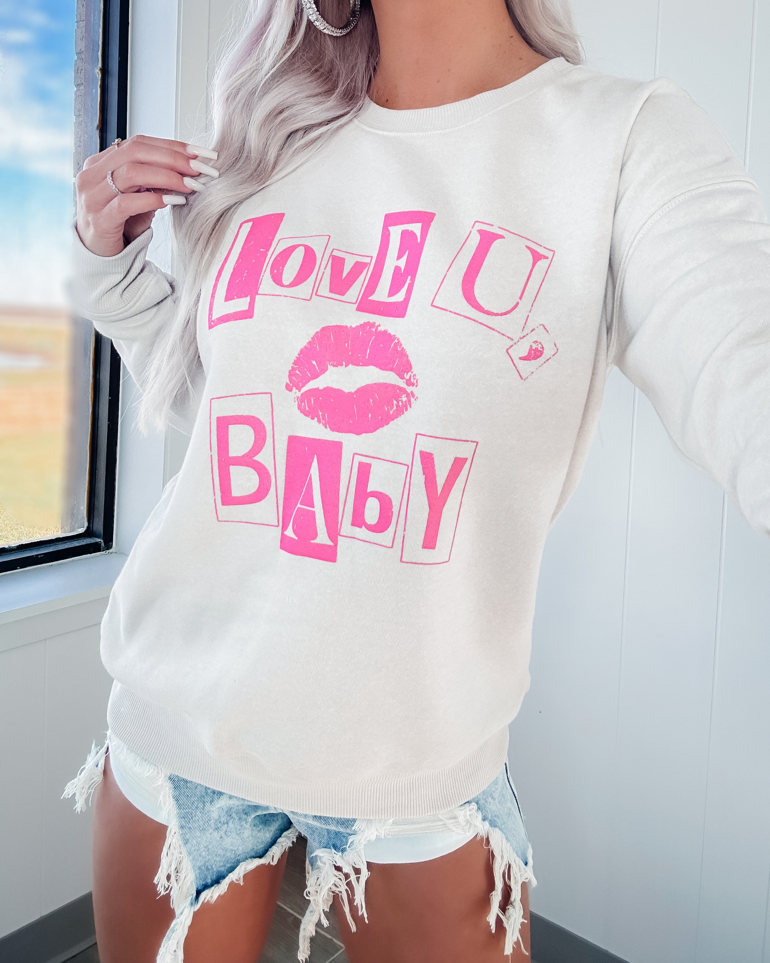 Love You Graphic Sweatshirt - Bone