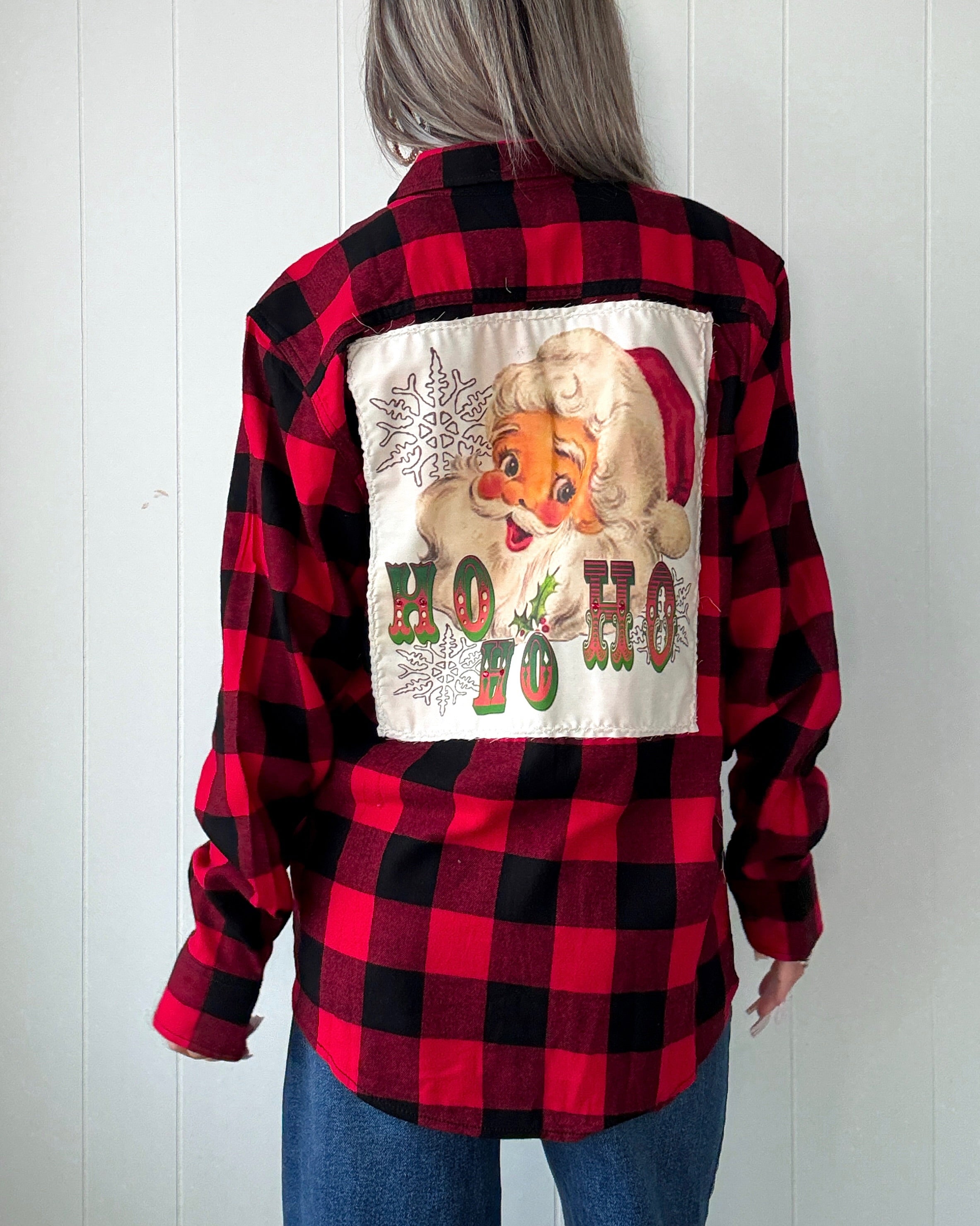 Santa Patch Flannel - Red/Black