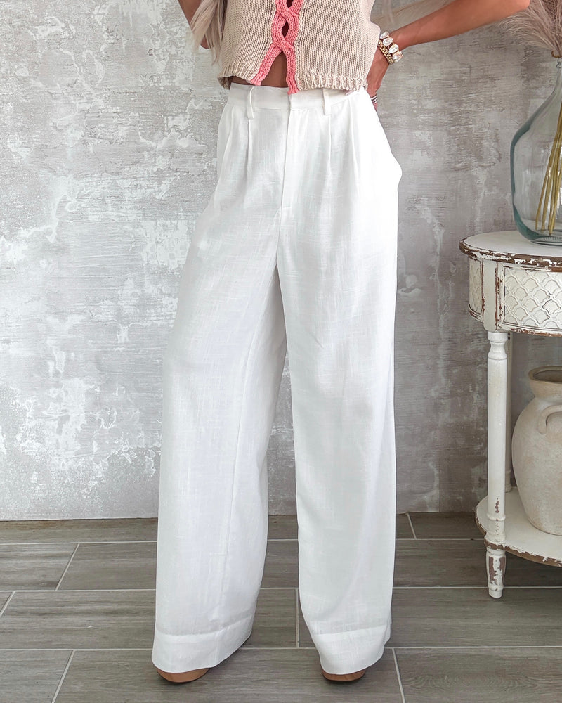 Pretty Ease Linen Pants - Off White