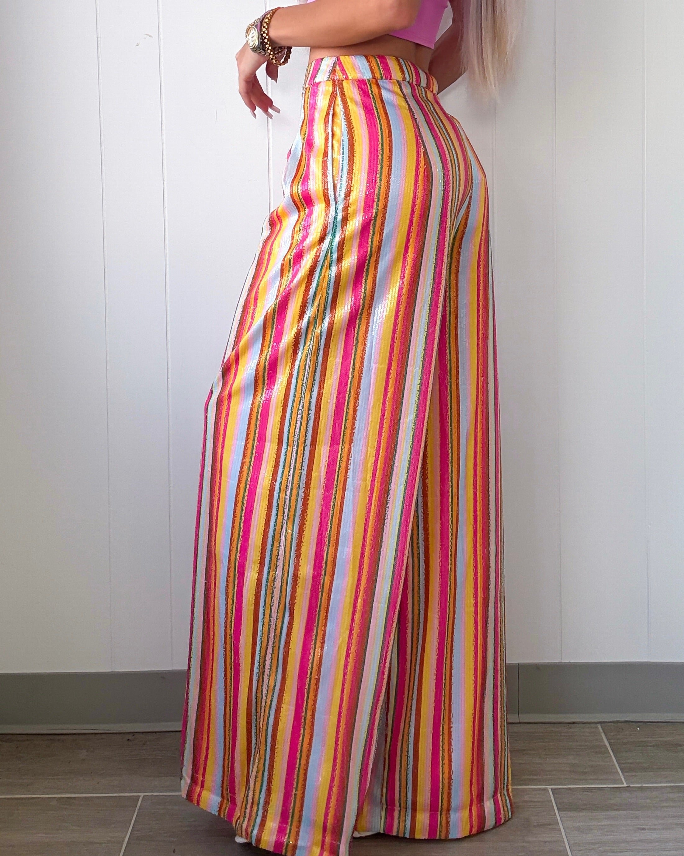 Girls Night Out Sequin Wide Leg Pants - Multi