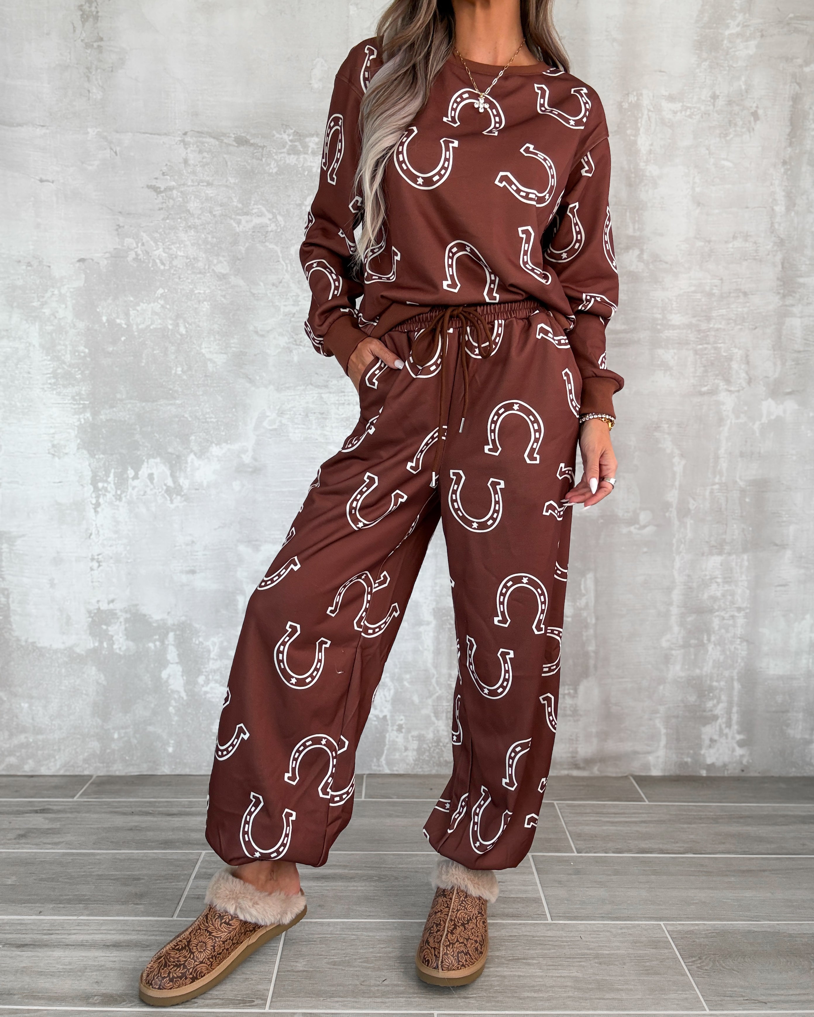 Western Babe Pants Set - Brown