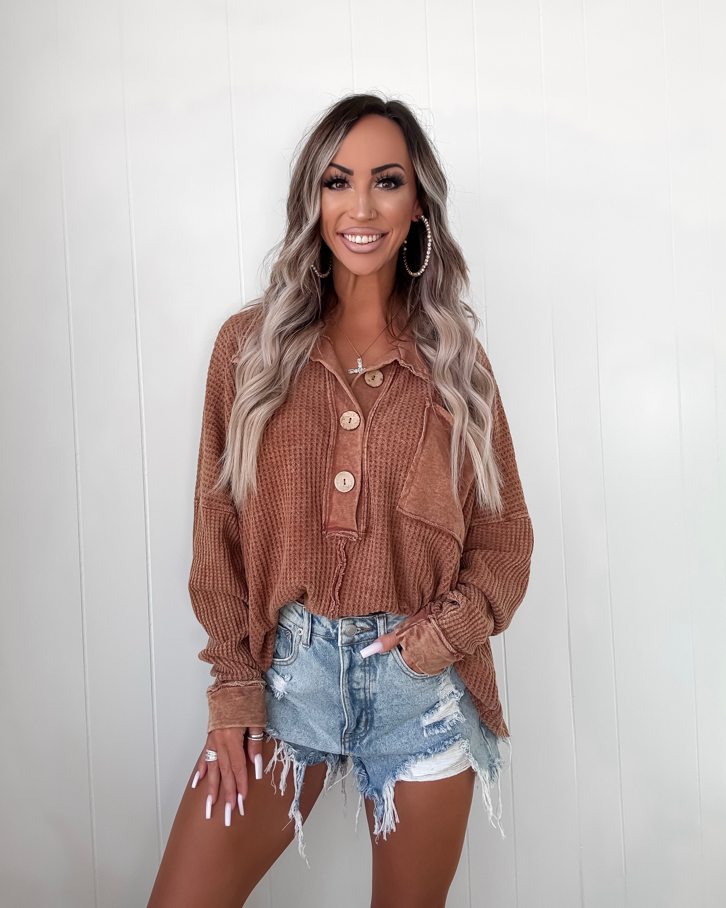 Mineral Muse Waffle Tunic - Camel