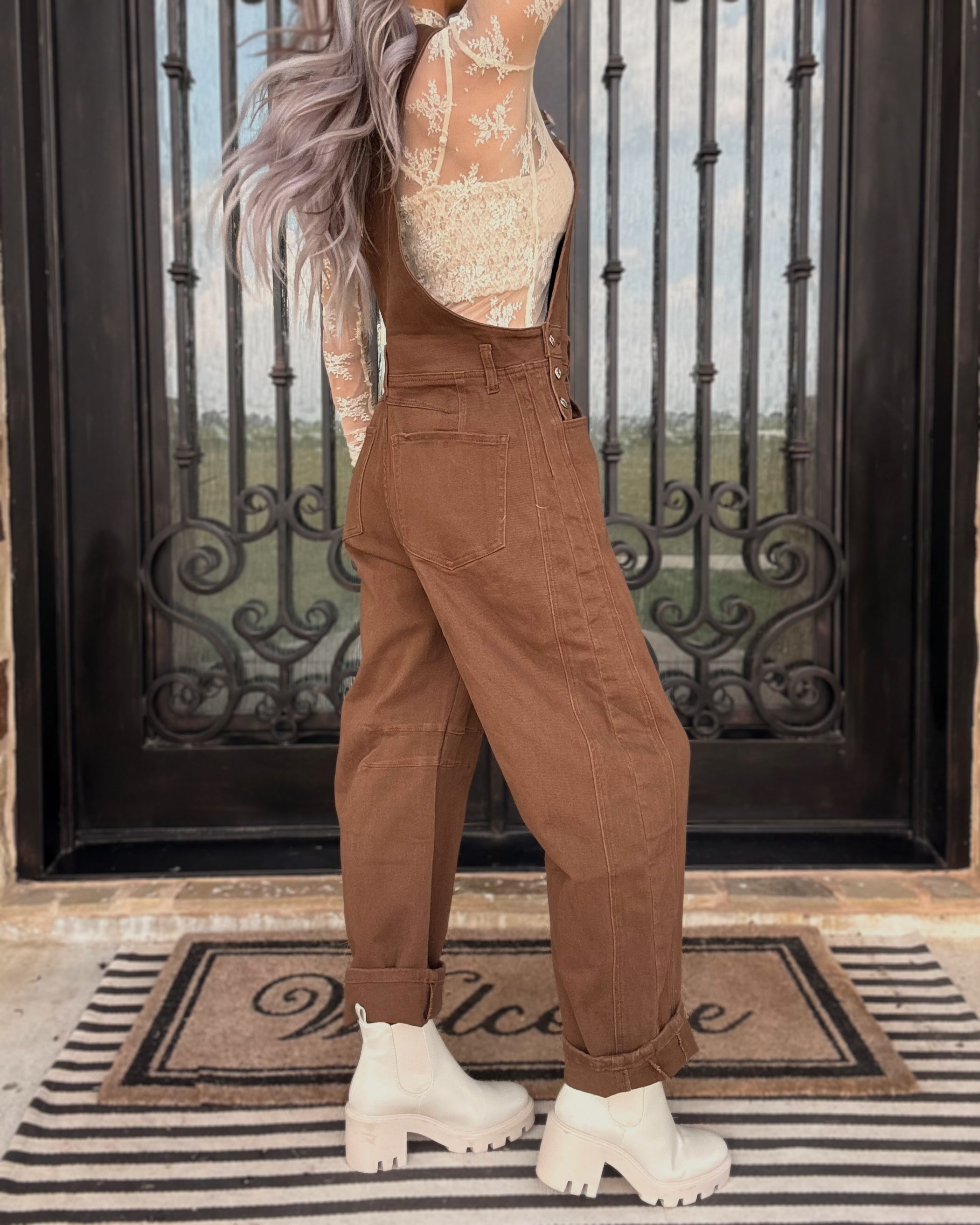 Sutton Barrel Leg Overalls - Mocha