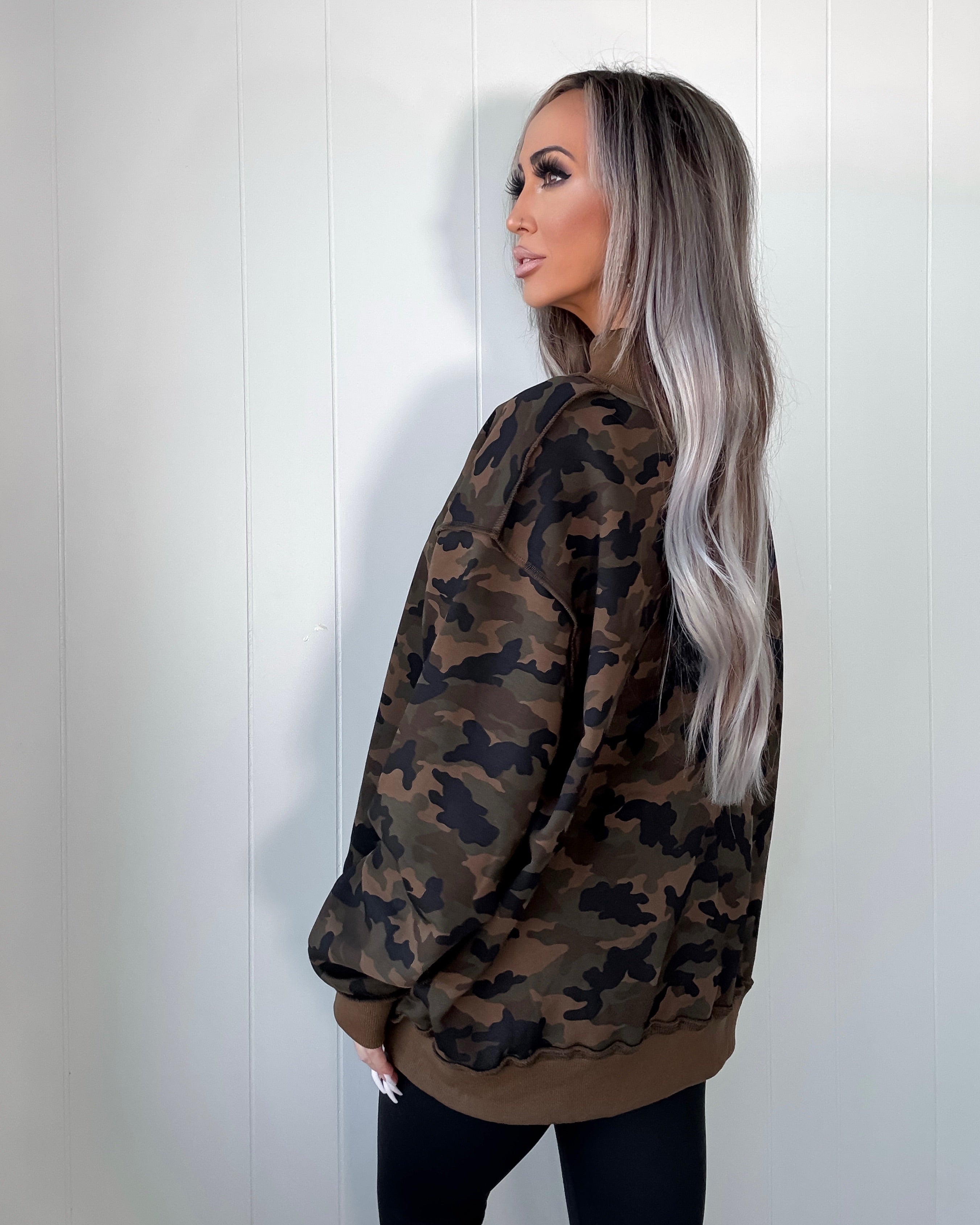 Pretty Trooper Mockneck Sweatshirt - Camo
