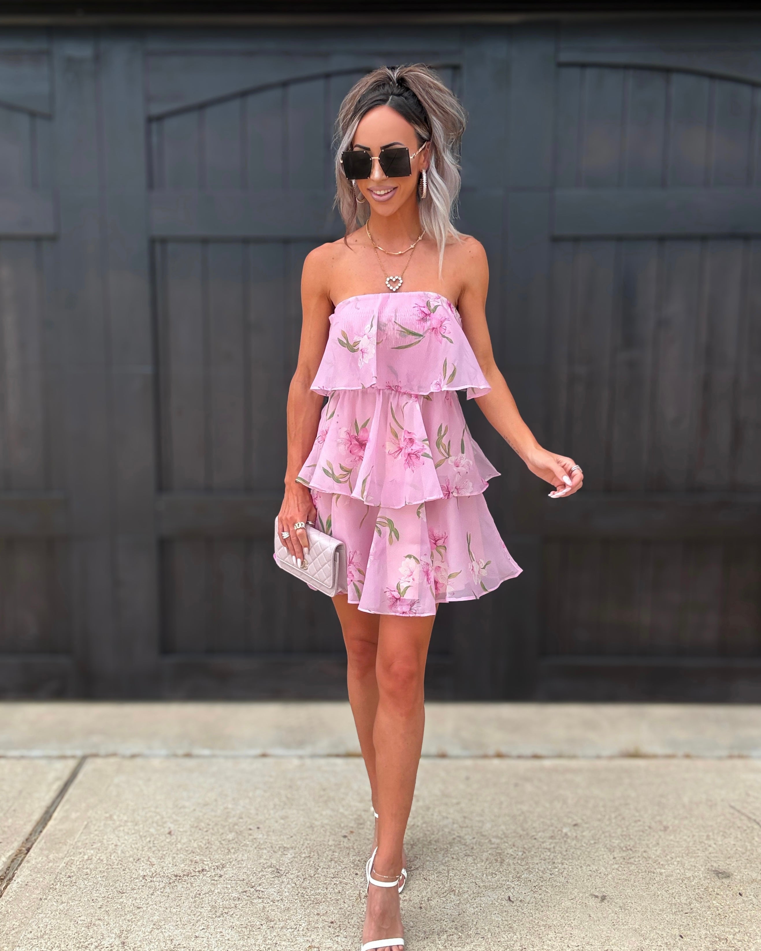 Twirl Mini Tube Top Dress - Light Pink