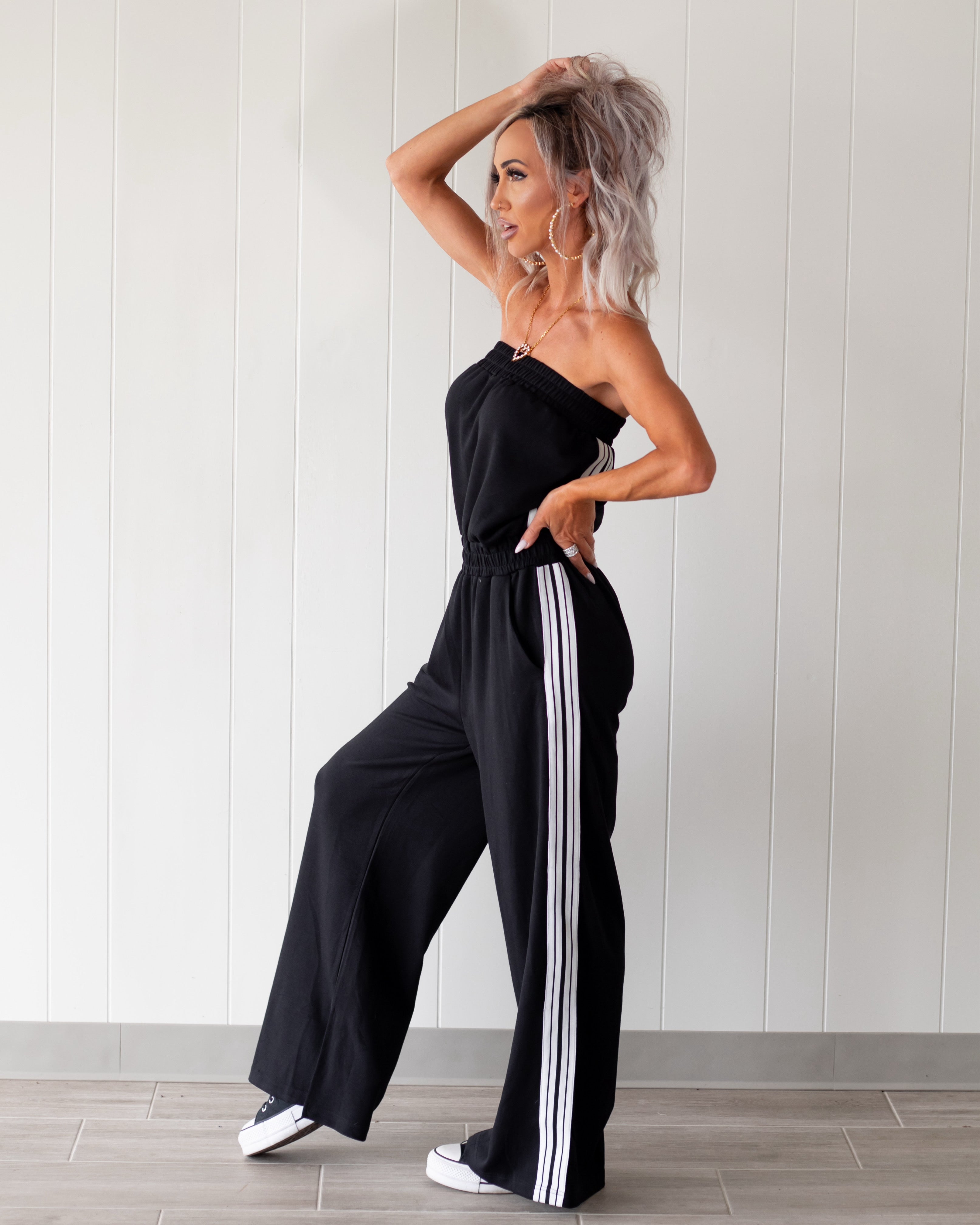 Sideline Slay Jumpsuit - Black