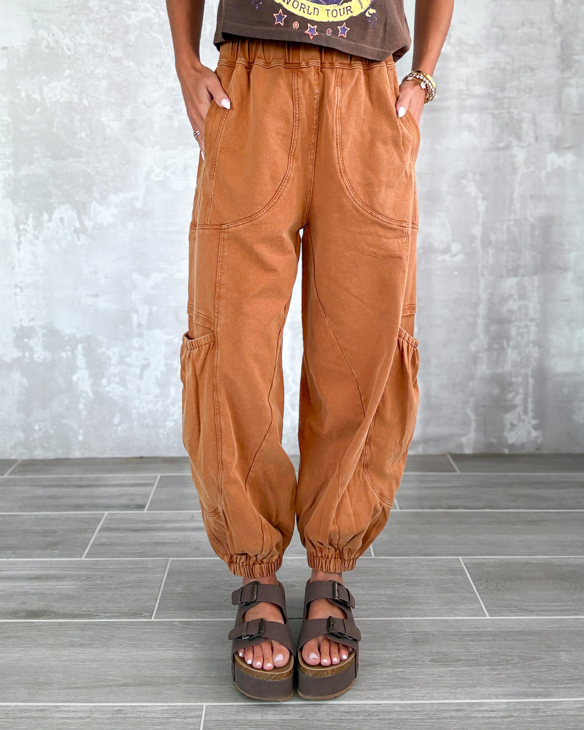 Golden Hour Terry Joggers - Wooden Camel